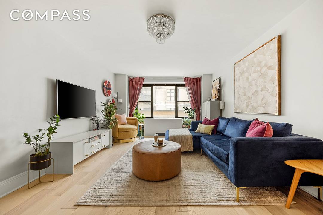 Impeccably renovated and generously scaled, this corner one bedroom offers an open layout and abundant storage.