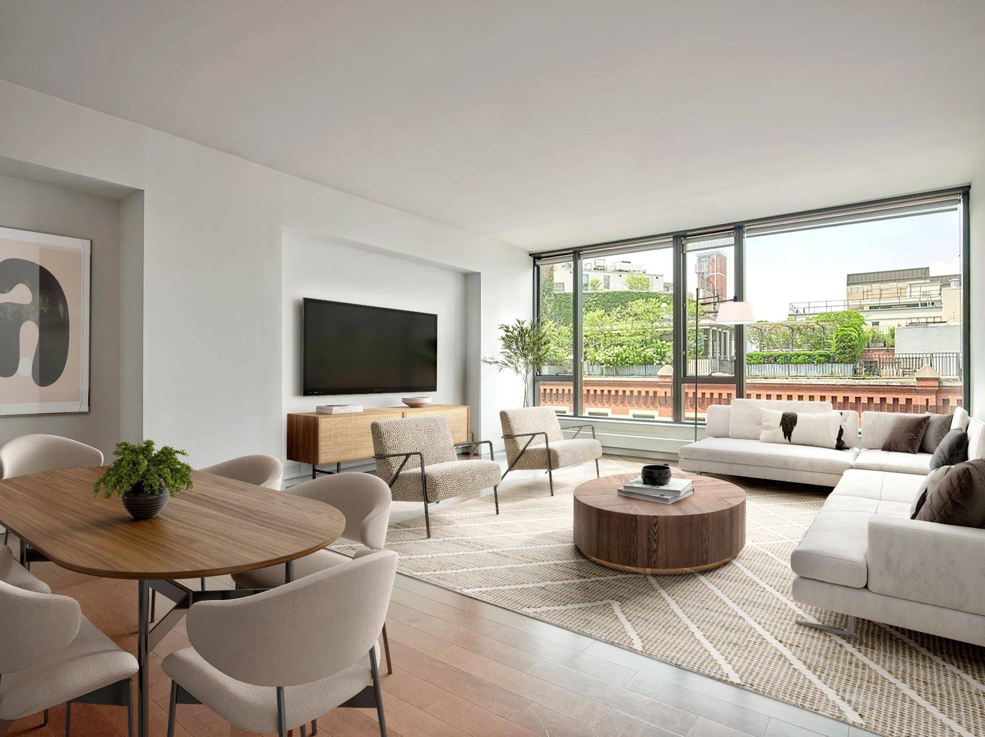 Nestled in the heart of Hudson Square at the crossroads of Tribeca, SoHo, and the West Village this spectacular 1, 819 square foot two bedroom, two and a half bathroom ...
