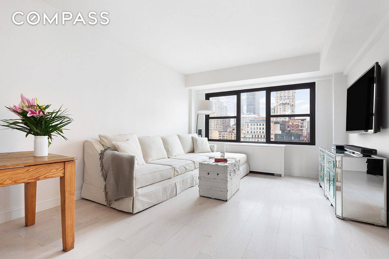 A serene, light filled one bedroom with sweeping city views in the heart of Kips Bay.