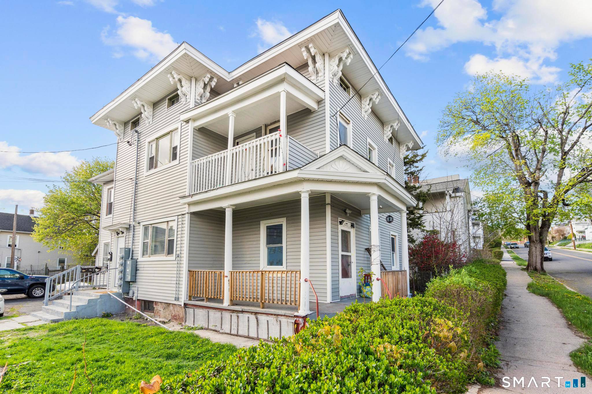 A colonial 4 family located in the Little Poland section of New Britain, featuring a unit mix of 2 2 bedroom units, and 2 1 bedroom units.