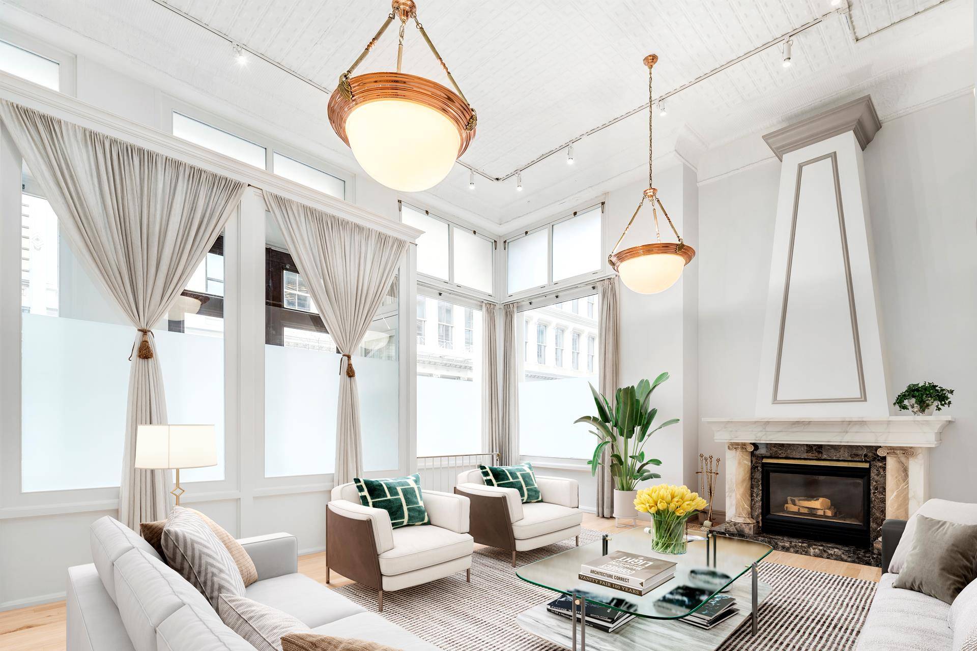 An incredible opportunity to rent a one of a kind LIVE WORK 4, 057 sf maisonette in the heart of Tribeca.