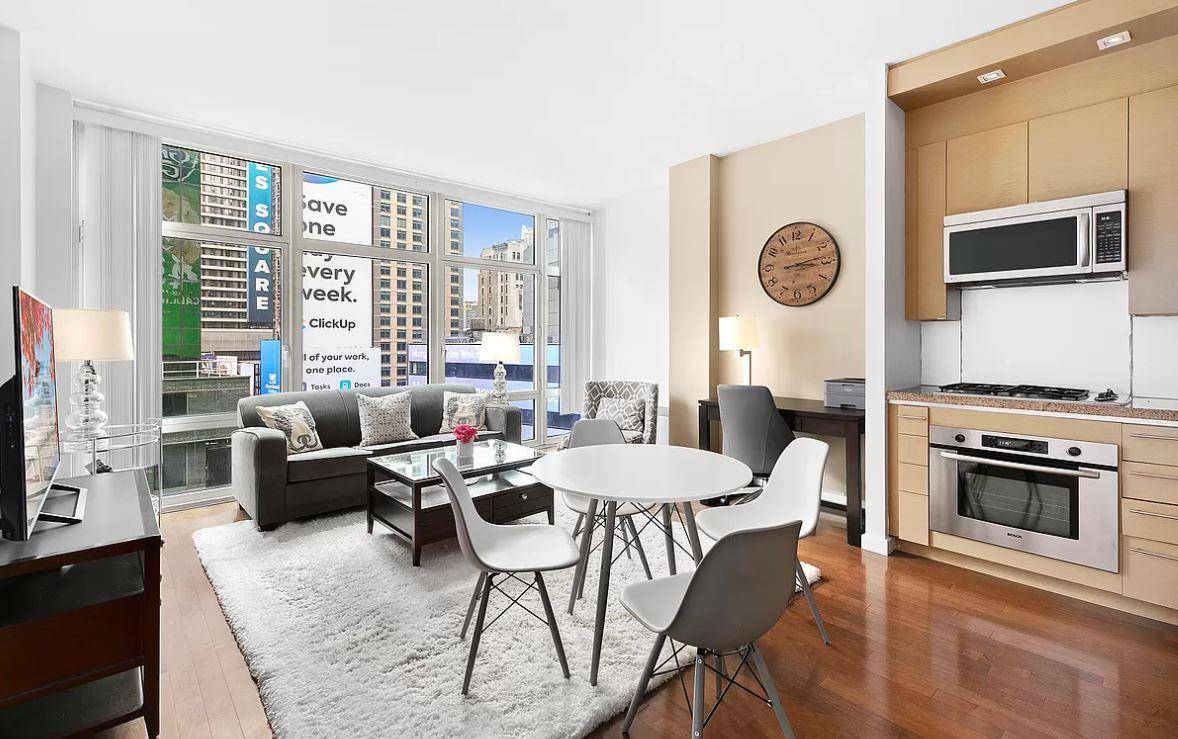 New ! Bright furnished corner 1 bed terrace in prime midtown at 1600 Broadway, Apartment 11D, New York, NY10019 has been fully outfitted with your comfort in mind.