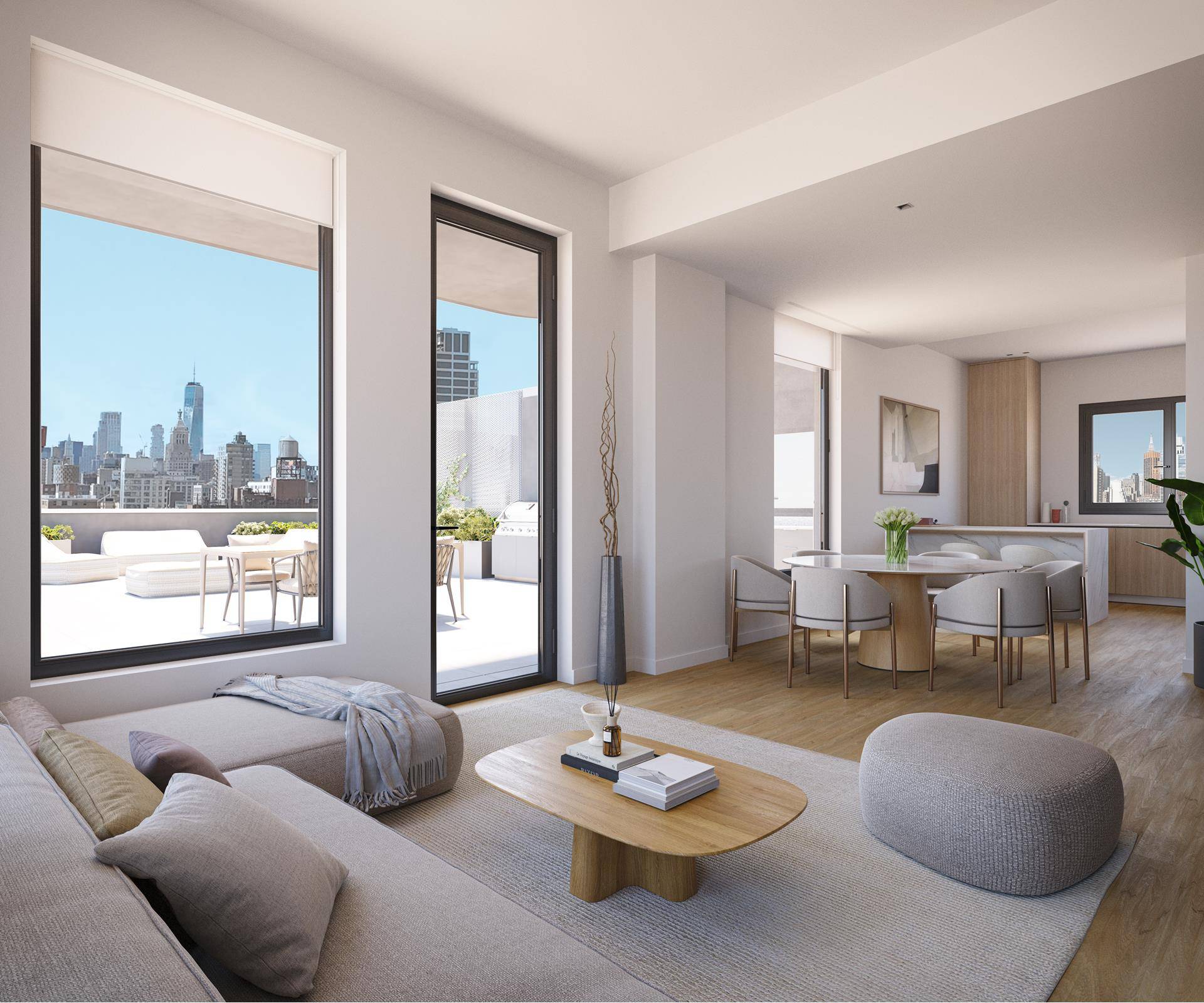 This one of a kind penthouse is a two bedroom, two bathroom home epitomizes luxury and modern sophistication, complemented by two private terraces that offer mesmerizing views of the Midtown ...