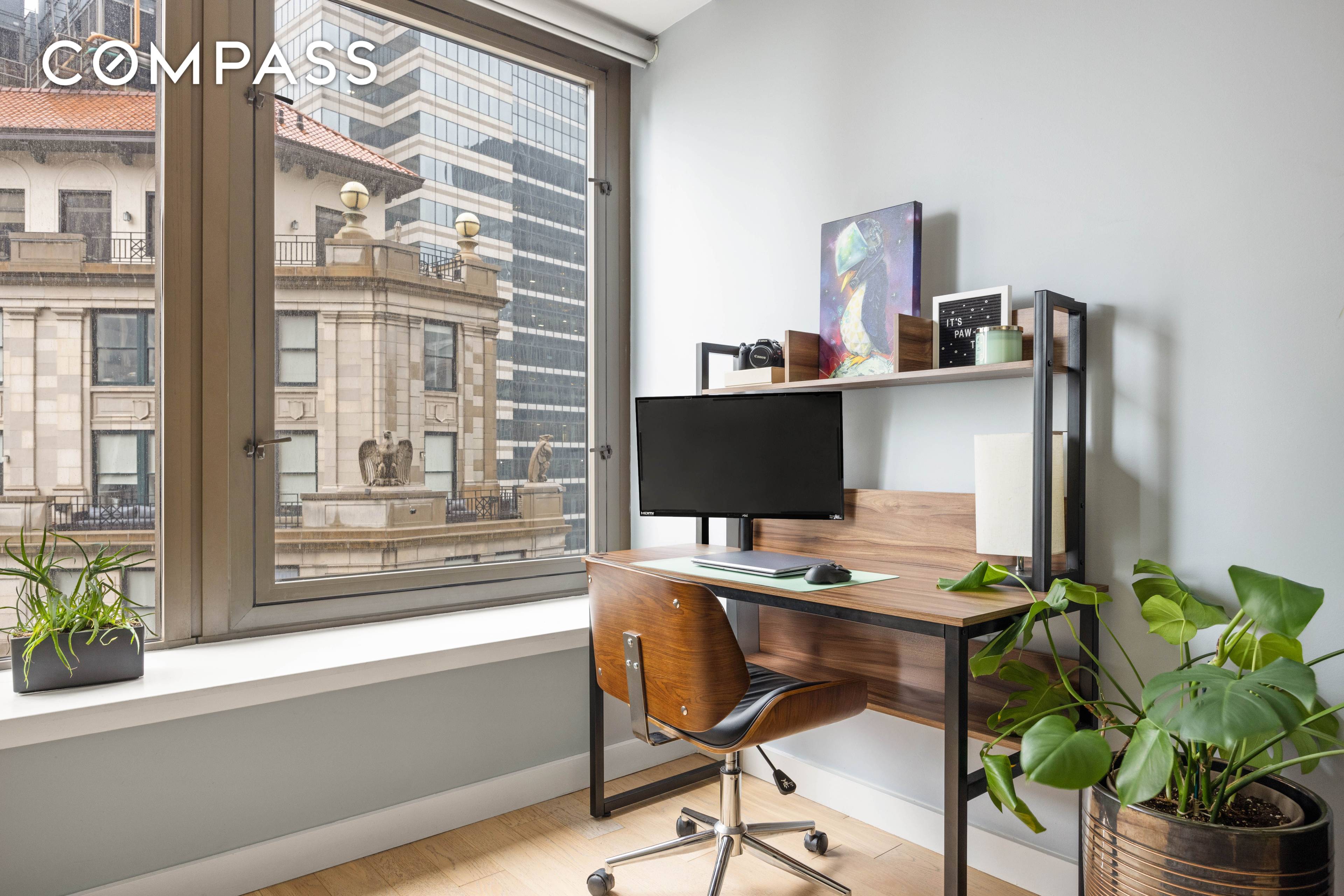 Sophisticated Loft Style 1 Bedroom with Soaring Ceilings at 75 Wall Street Welcome home to this expansive 826 SF one bedroom, one and a half bath residence, where loft like ...