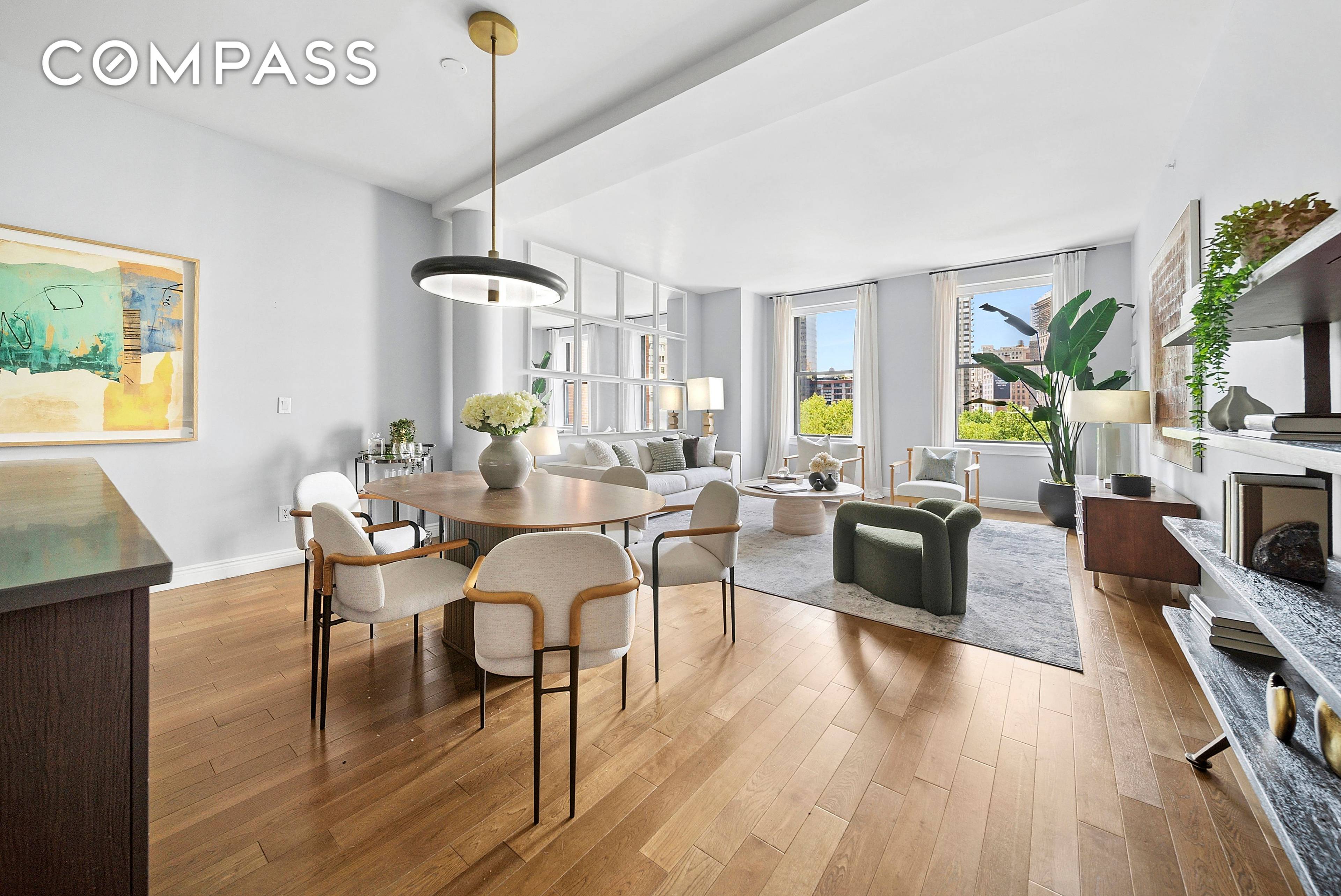 Welcome to an unparalleled living experience at this luxurious two bedroom, two bathroom condominium directly on 5th Avenue and Madison Square Park in the heart of Manhattan's vibrant Flatiron district.