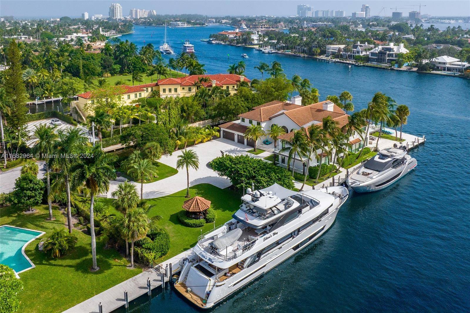 Bontona Peninsula stands as a rare jewel on nearly one acre in Las Olas Isles, with 700 ft of deep water frontage and spectacular views along the New River.