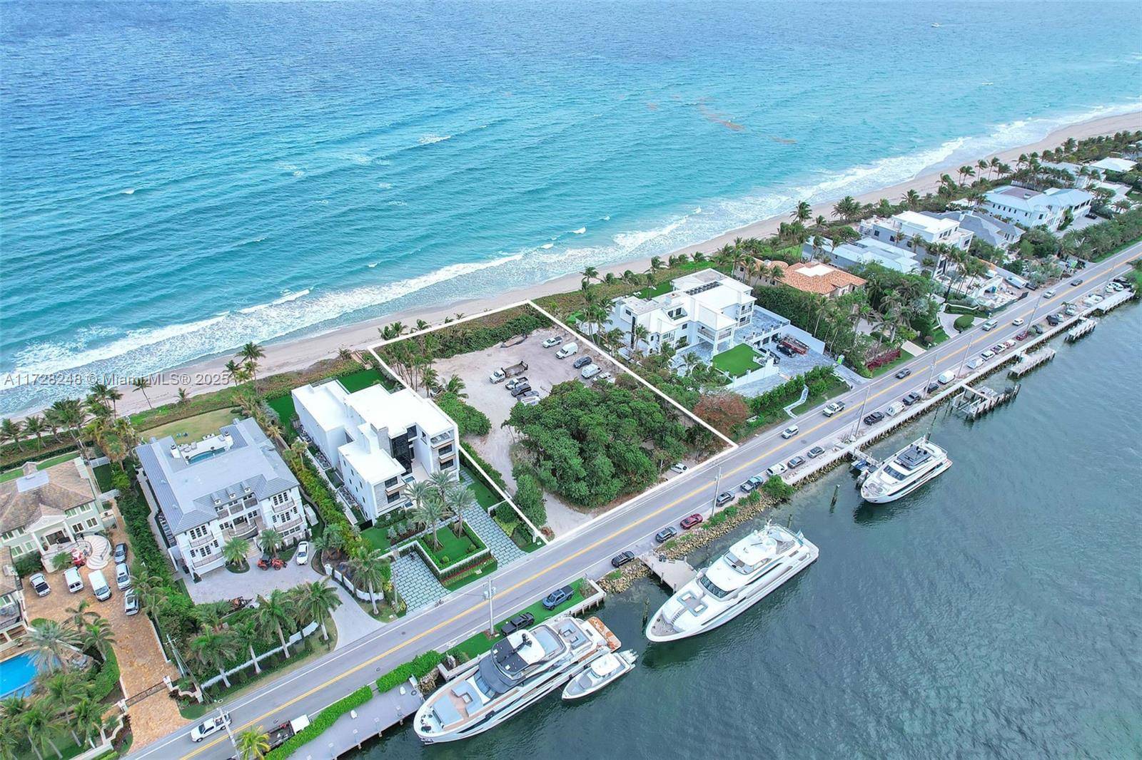 Discover a rare opportunity with 160 feet of ocean frontage and direct Intracoastal access at 997 Hillsboro Mile.