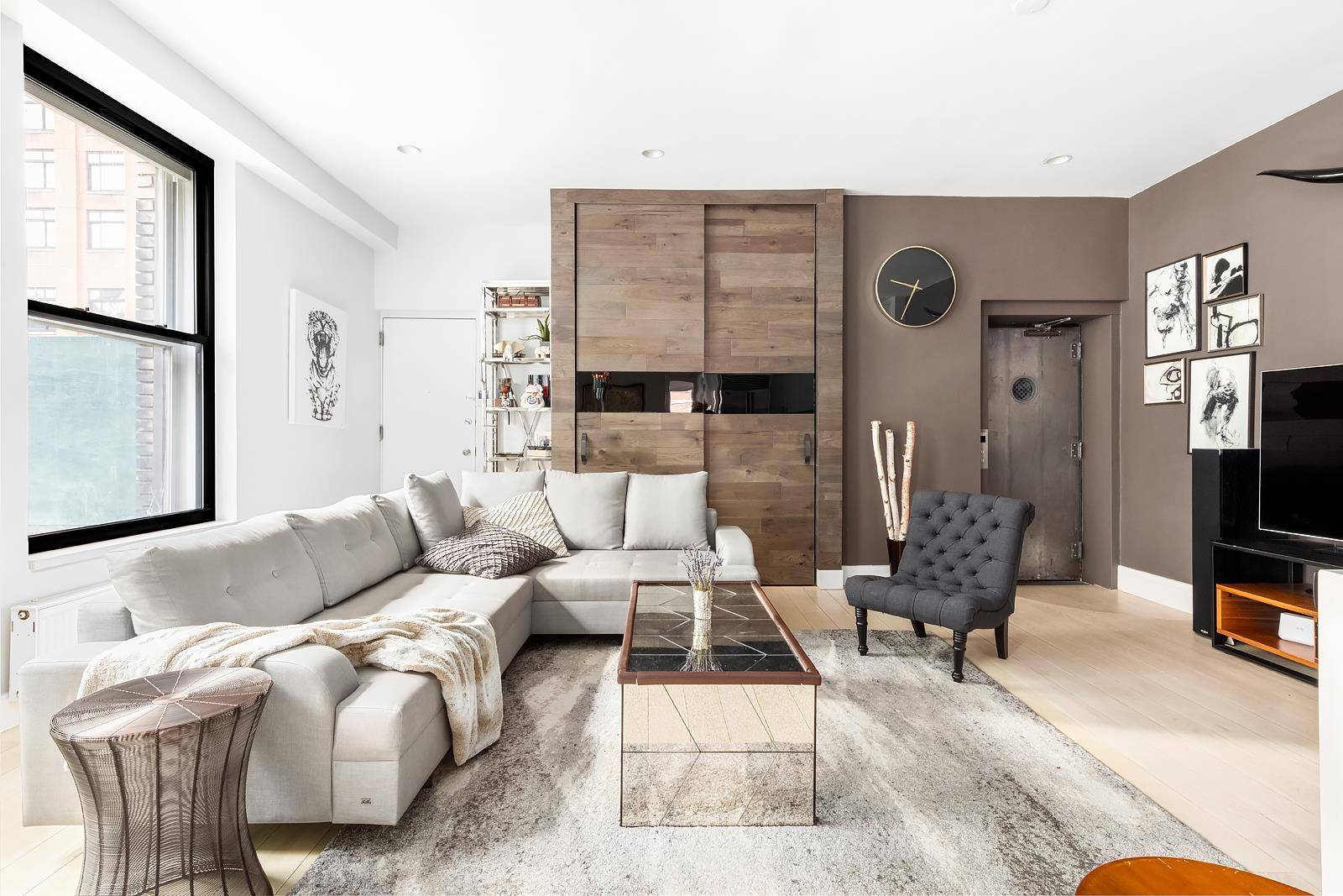 Elevator opens into recently renovated 2 bed 2 bath loft which can easily convert to 3 bed.
