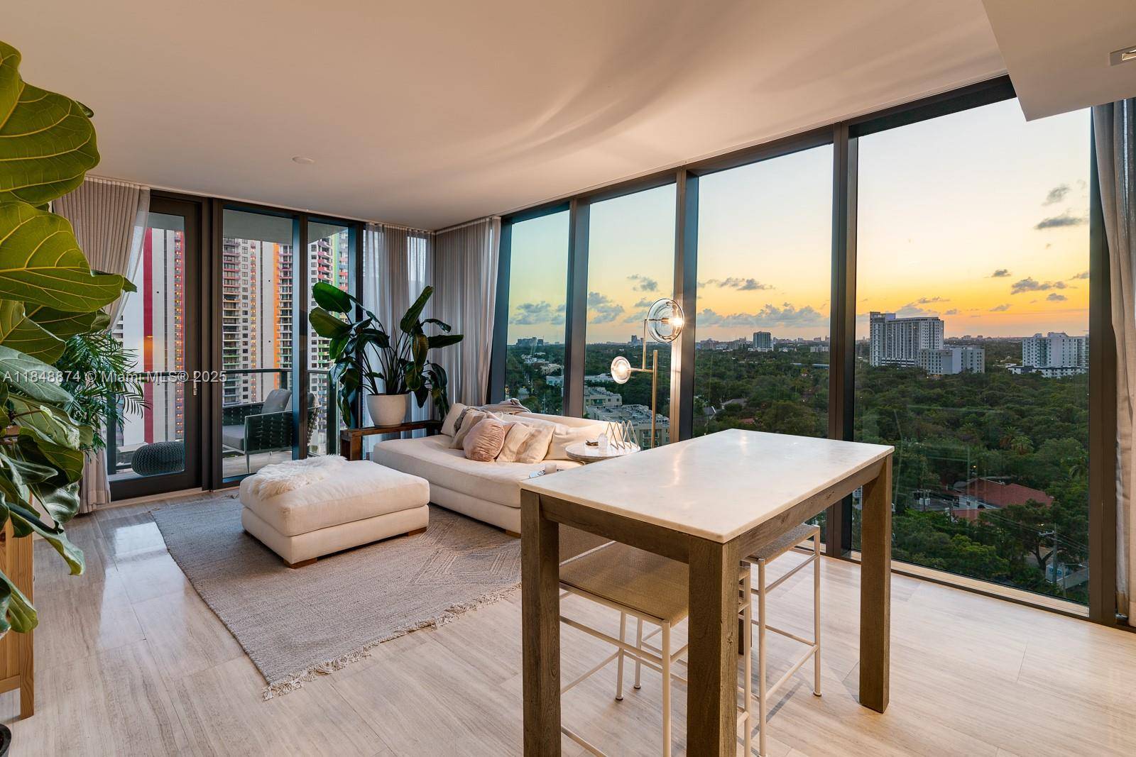 Zen Privacy Indulge yourself in this tastefully furnished corner unit at Echo Brickell with views spanning from the Biscayne Bay to the tree canopies along S Miami Ave.