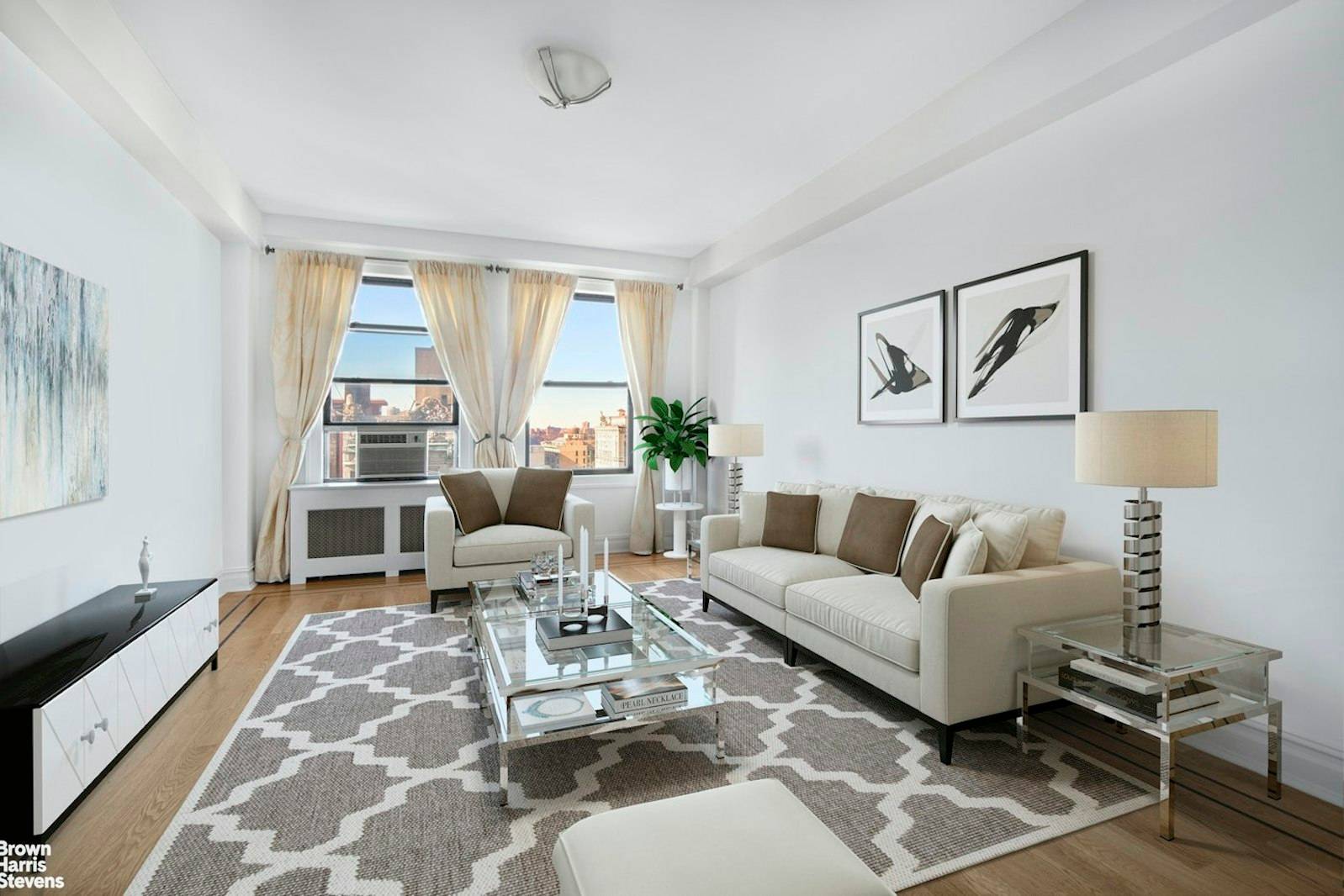 This high floor 14th, sunny, pre war 3brm 2bth is almost2000 sqft with wonderful city views, partial river views, soaring 10 footceilings, stunning hardwood floors, washer dryer and copious closets ...