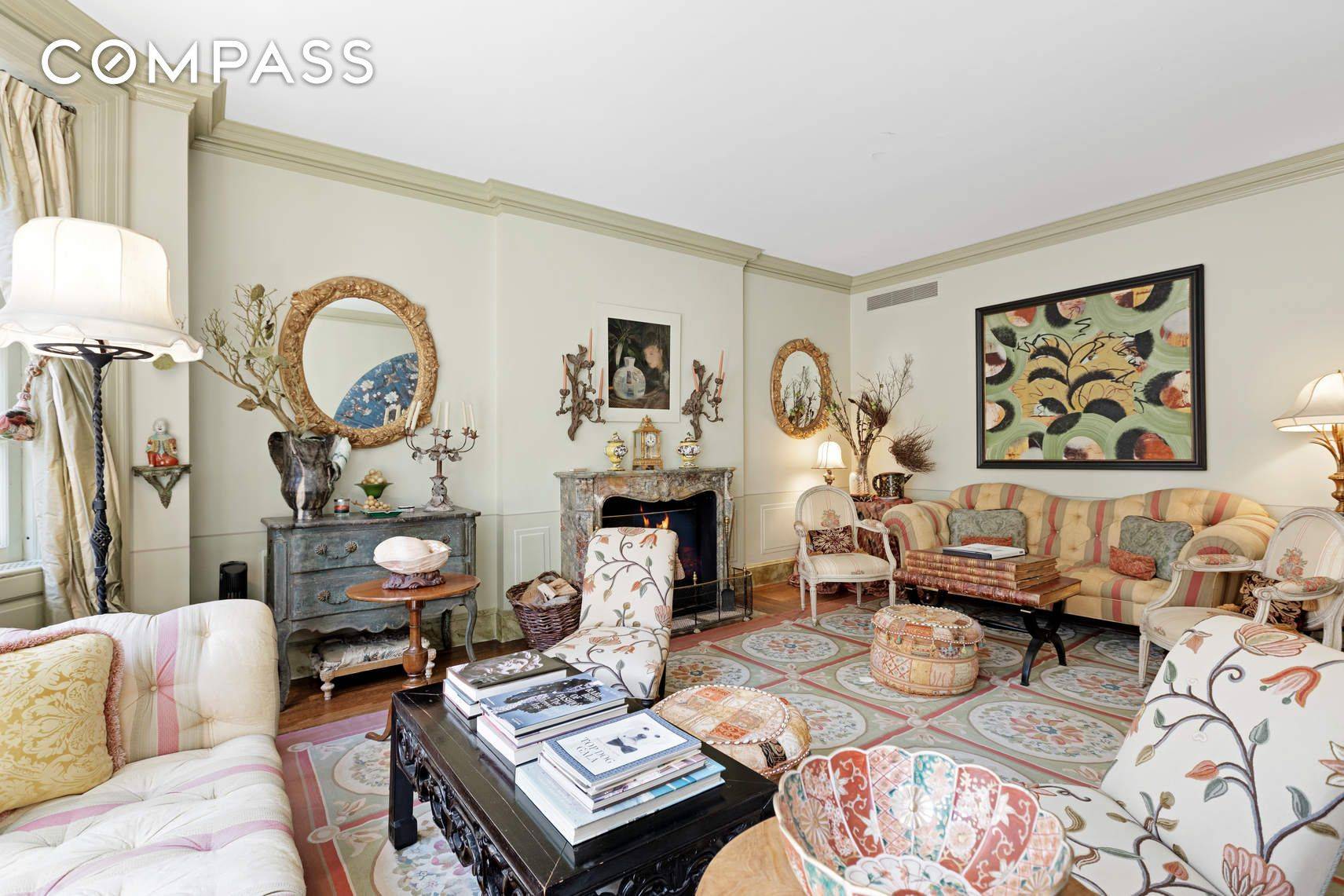This extraordinarily charming 2 Bedroom plus a Library flat is located in the beautiful Federal George Whitney house cooperative off Park Avenue on the stately East 80th Street.