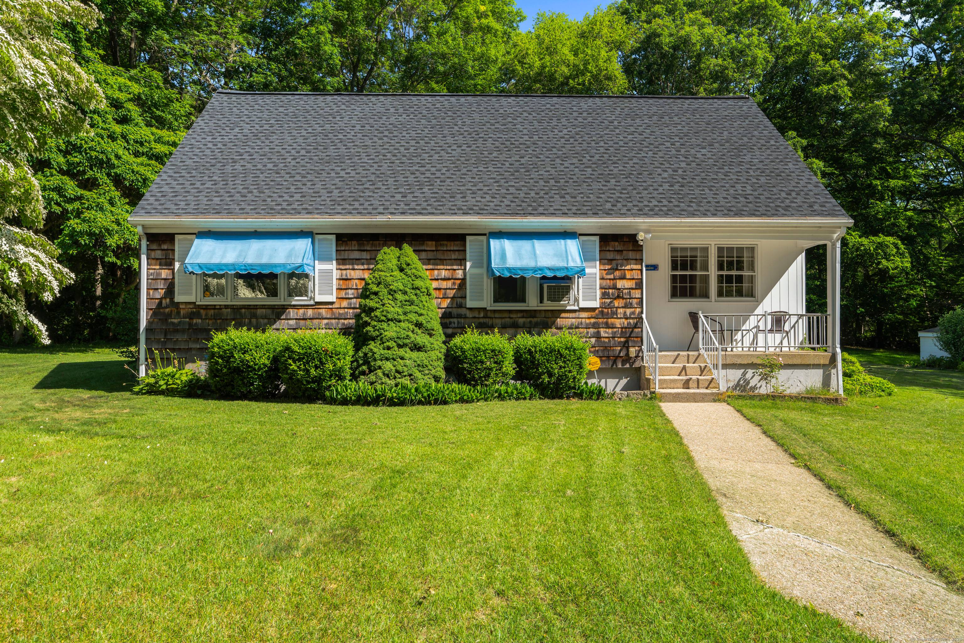 There are three bedrooms and one bath in two stories of living space.