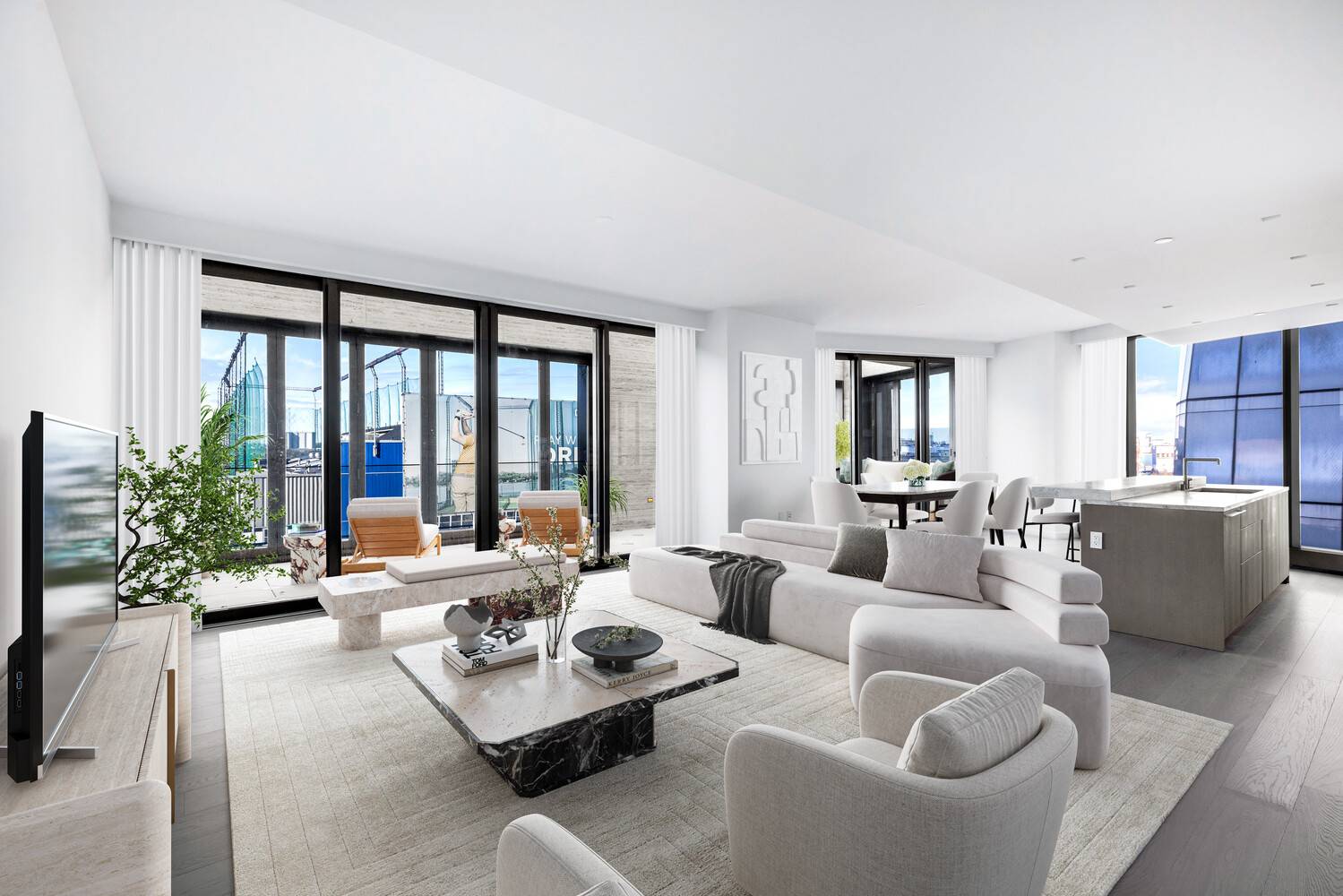 Enjoy great sunsets from this brand new 2, 054 SF two bedroom, two and a half bathroom home with stunning Hudson River views and a 472 SF terrace.