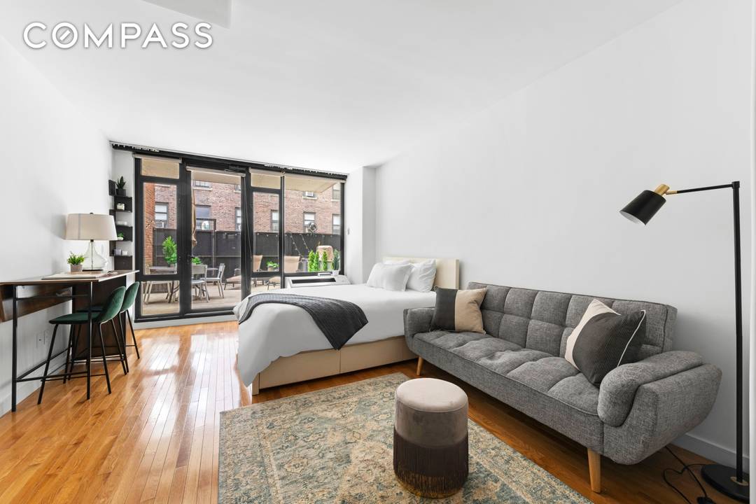 Welcome home to your south facing studio with floor to ceiling windows boasting a massive 300 square foot private terrace that truly sets it apart.