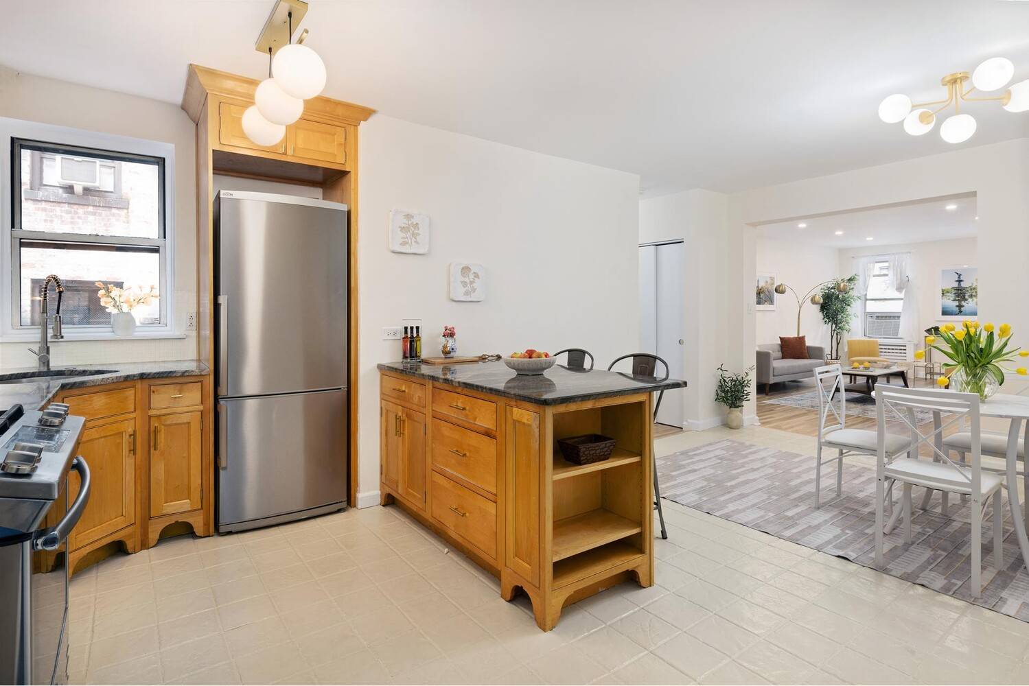 Meticulously newly renovated Move in Ready High Floor Corner 3 bedroom, 2 full bathroom apartment with an expansive open living room and formal dining room with a large breakfast bar ...