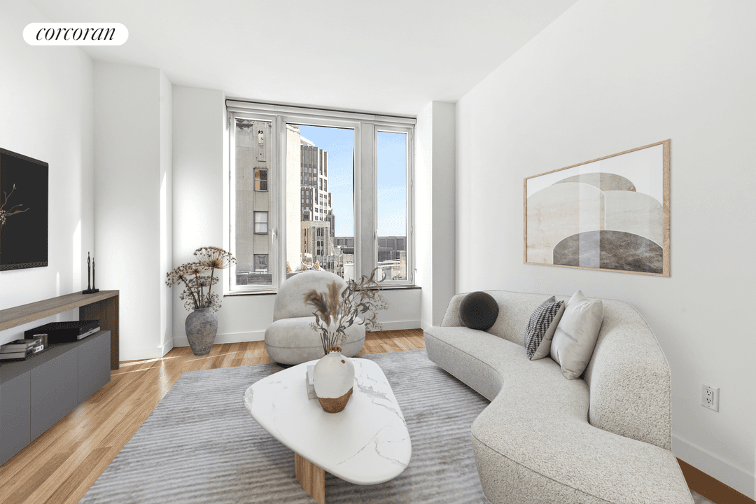 Welcome to 15 William Street, a stunning 1 bedroom, 1 bathroom residence located on the 31st floor in the heart of New York City.