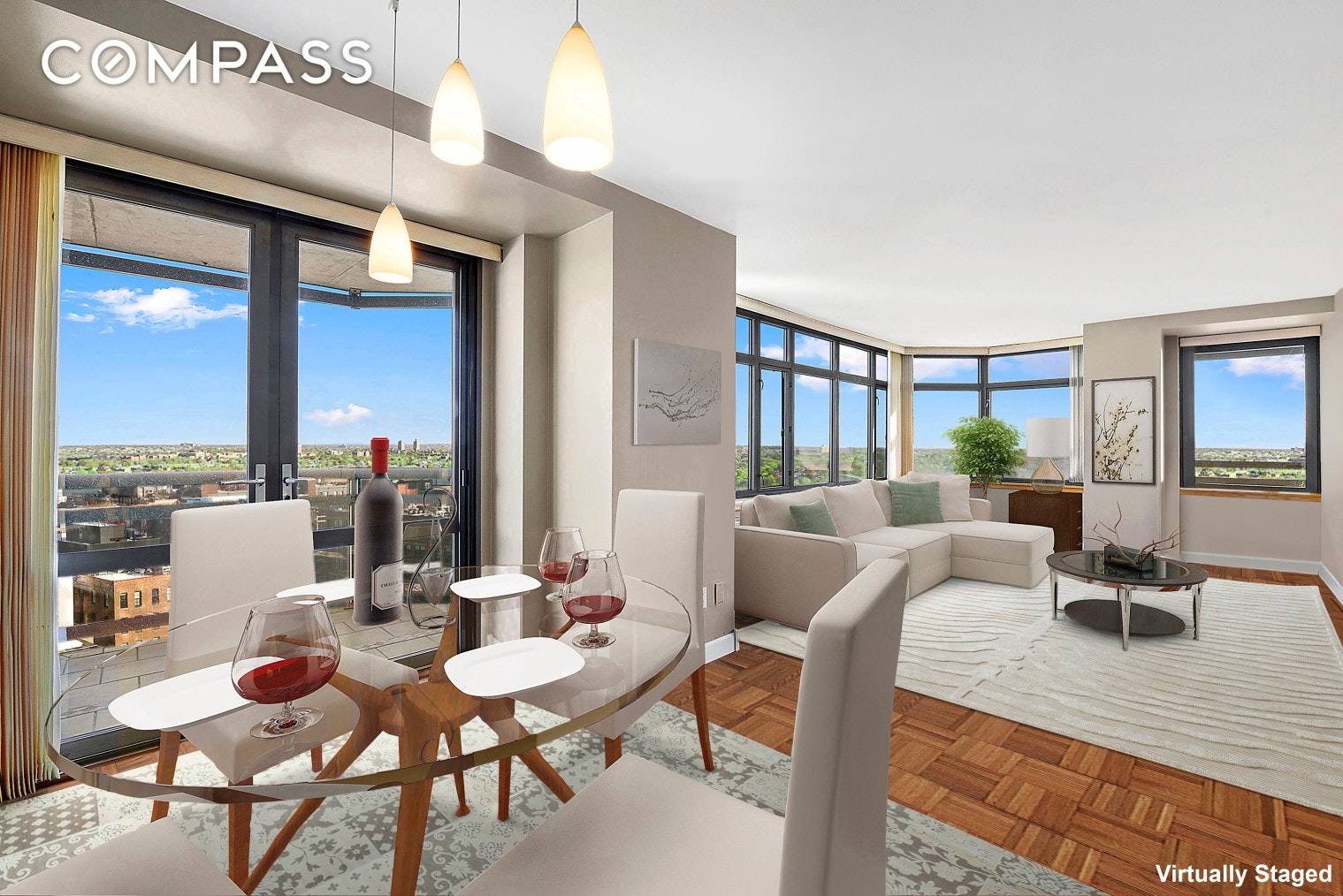 Tastefully renovated split 2 bedroom, 2 bath, 2 balconies with washer dryer overlooking Meadow amp ; Willow lakes in Flushing Meadow Park.