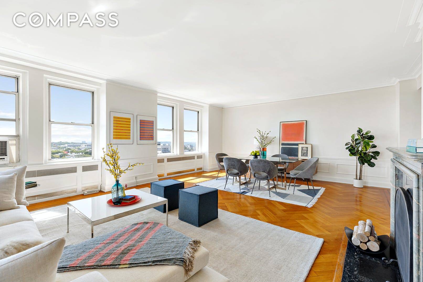 In Prospect Park West's premiere, elevator, doorman coop, 35 Prospect Park W, Apt 14B offers unobstructed views of the park to the east and the harbor to the south.