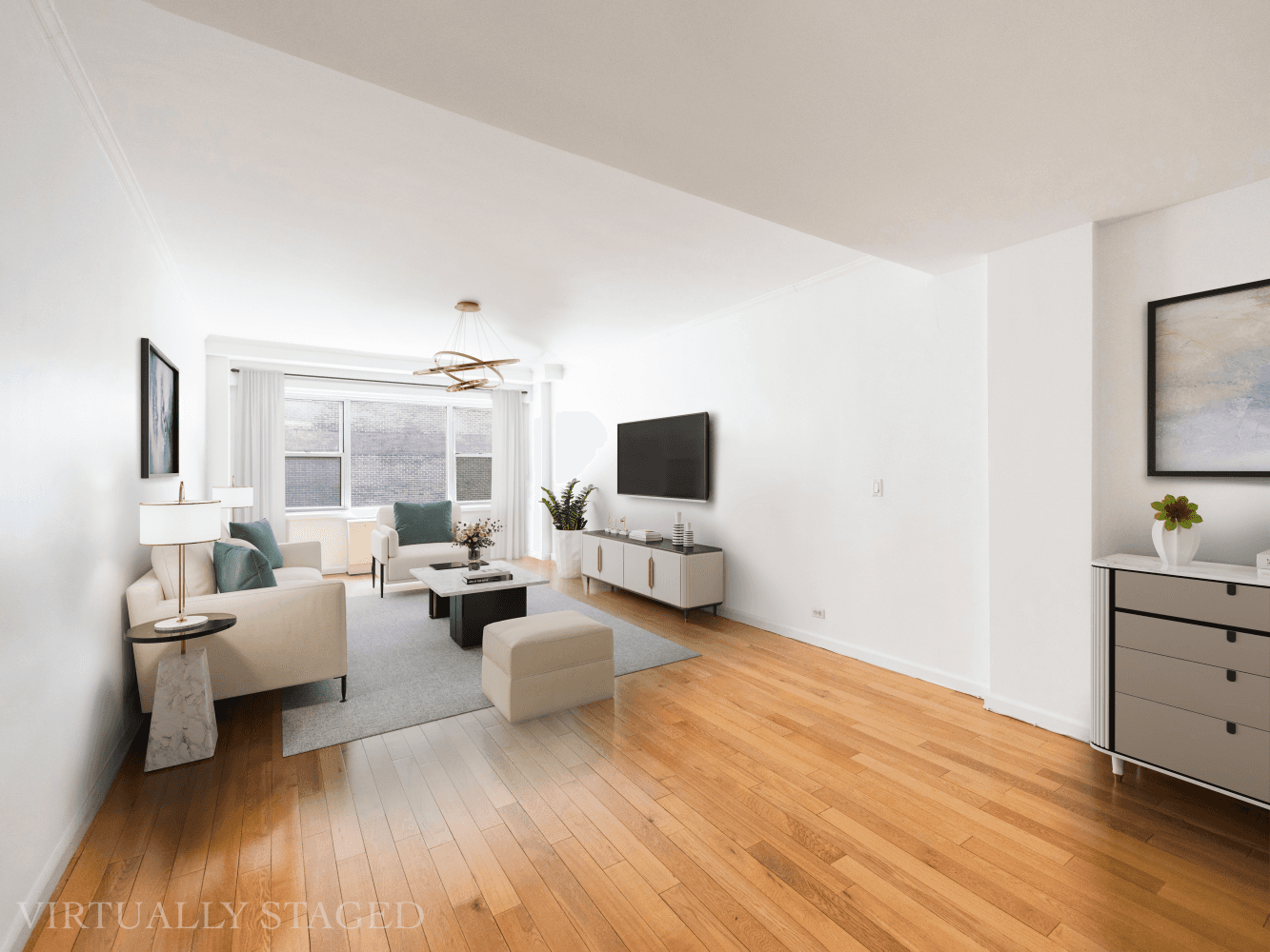 As you step into apartment 17G, you're immediately struck by the spacious, airy feel of the home.