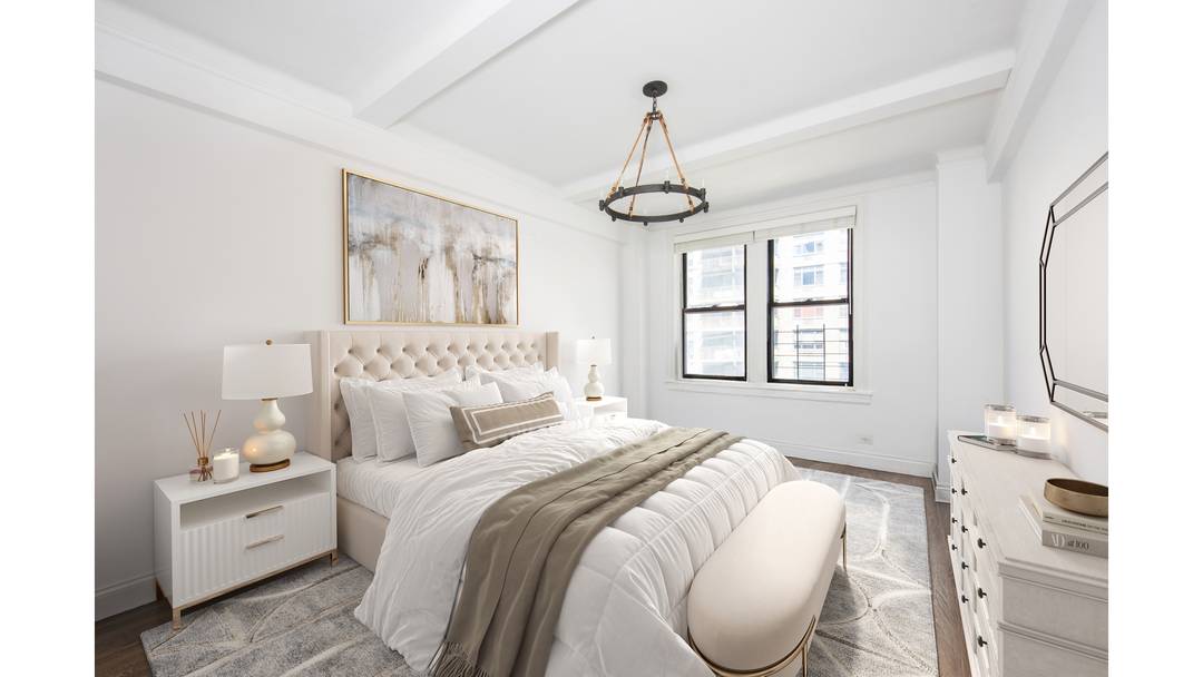Large sunny south facing prewar one bedroom with skim coated walls, beautiful hardwood floors, high ceilings, and an ideal layout.