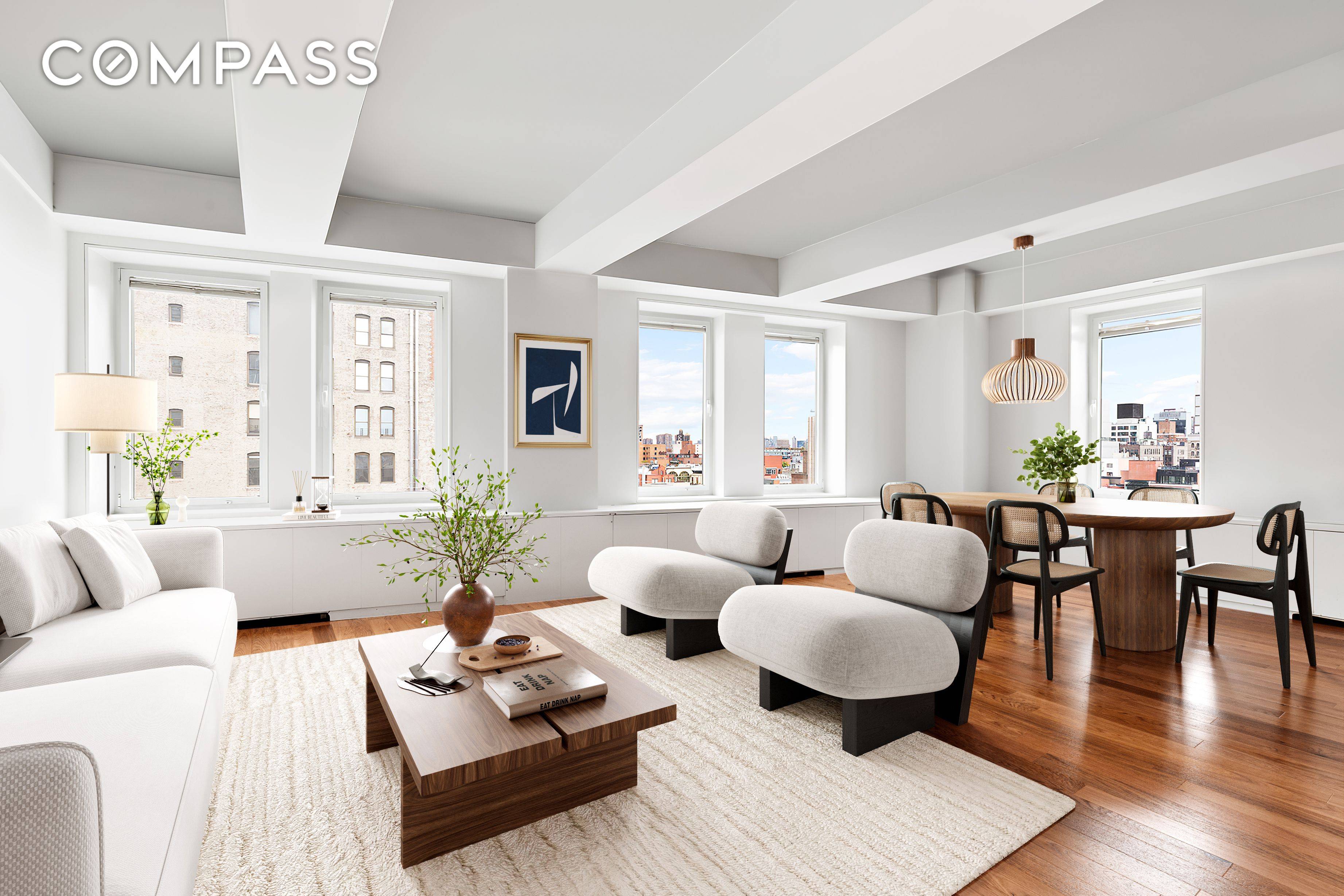 Residence 10D at 225 Lafayette Street is a high floor two bedroom home, plus a windowed home office, that offers open northern, southern, and eastern exposures across over 2, 000 ...