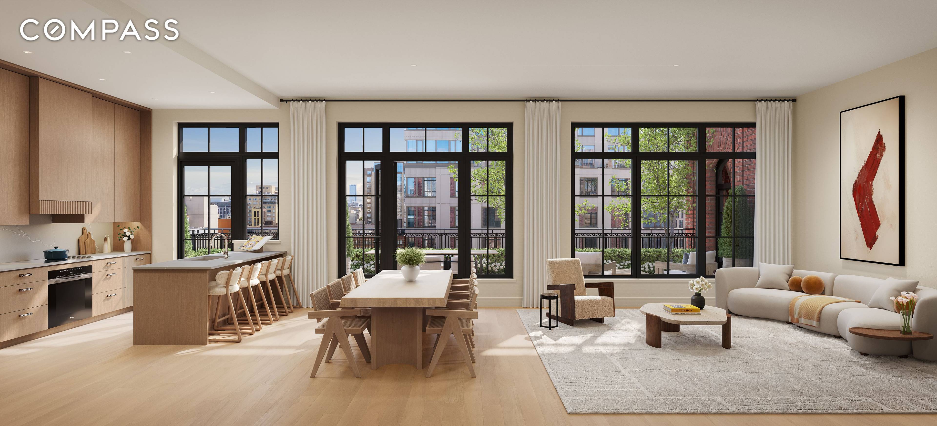 Residence 7D is a well appointed one bedroom with a southern exposure spanning the entire width of the apartment.