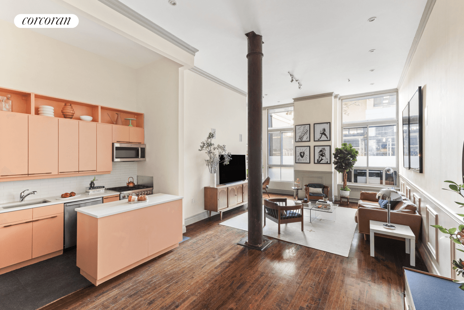 Exquisite Duplex Loft with 13' ceilings in the heart of Greenwich Village featuring Two Bedrooms Two baths Flex SpaceWith a rare and authentic combination of pre war details and modern ...