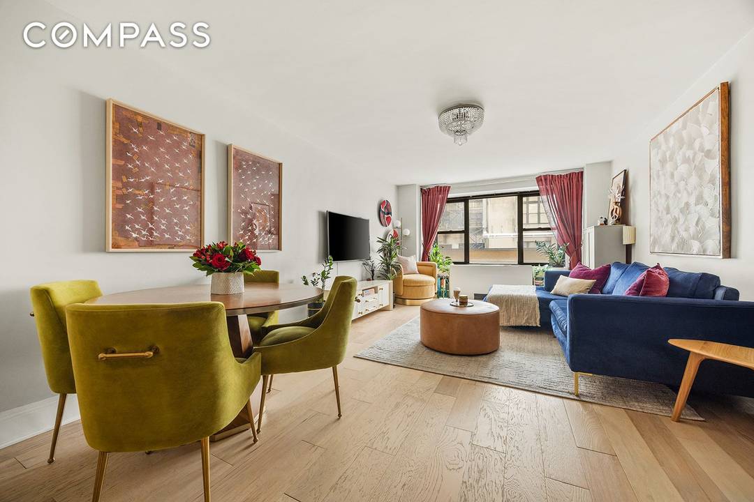 Impeccably renovated and generously scaled, this corner one bedroom offers an open layout and abundant storage.