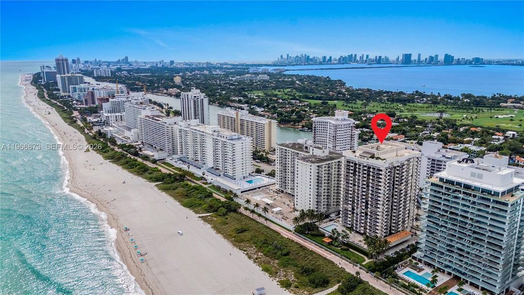 Enjoy oceanfront living in this spacious 2BD 2BA, 1, 310 SF residence at L Excellence, offering views of Indian Creek and the city skyline.