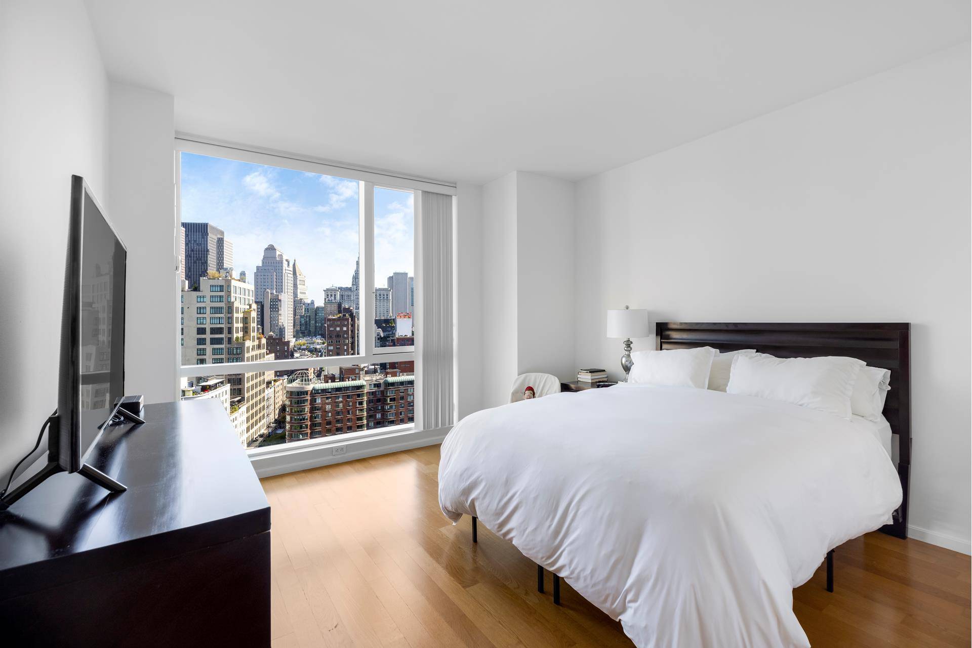 CITY SCAPE VIEWS FOR MILES AND MILES City scape views of the downtown area and Tribeca can be seen from this easterly facing high floor one bedroom one bathroom at ...