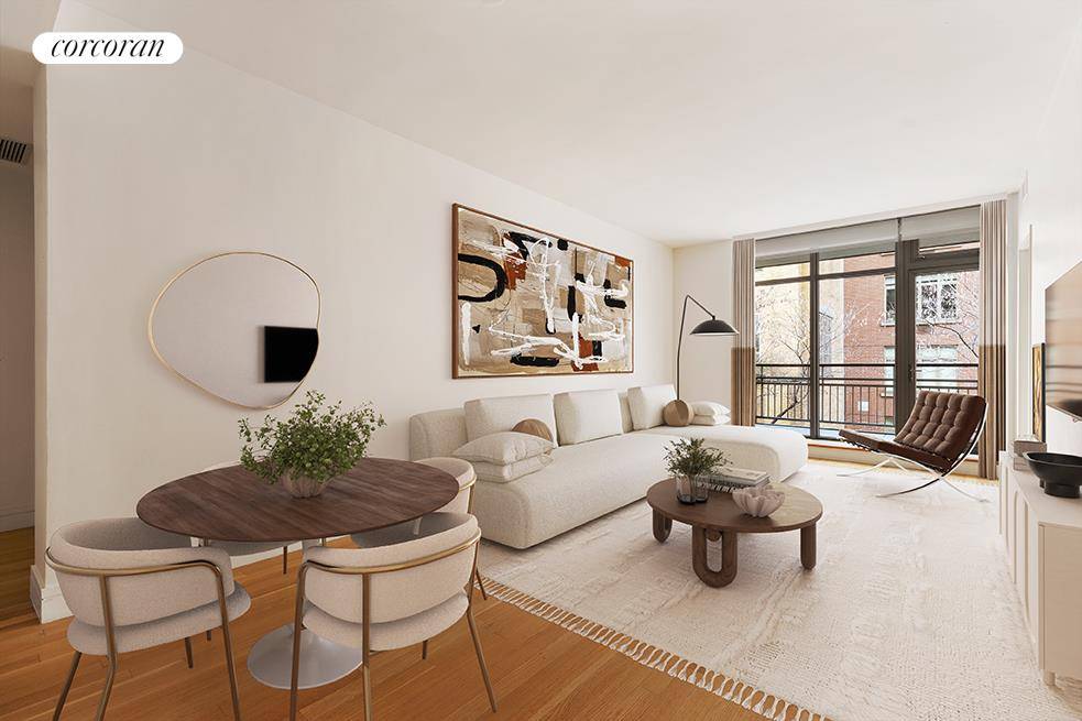 Embrace cosmopolitan living in this generously sized convertible 2 bedroom, 1.