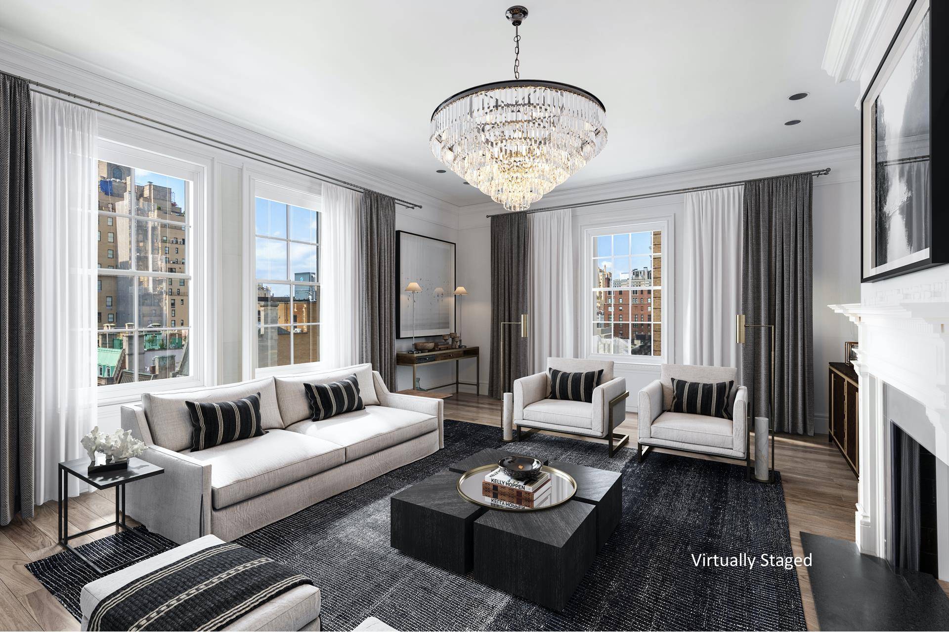GRAND LIVING AT THE VERONA This renovated 11 room apartment on a high floor boasts sun flooded rooms, and open views west, north, and south.