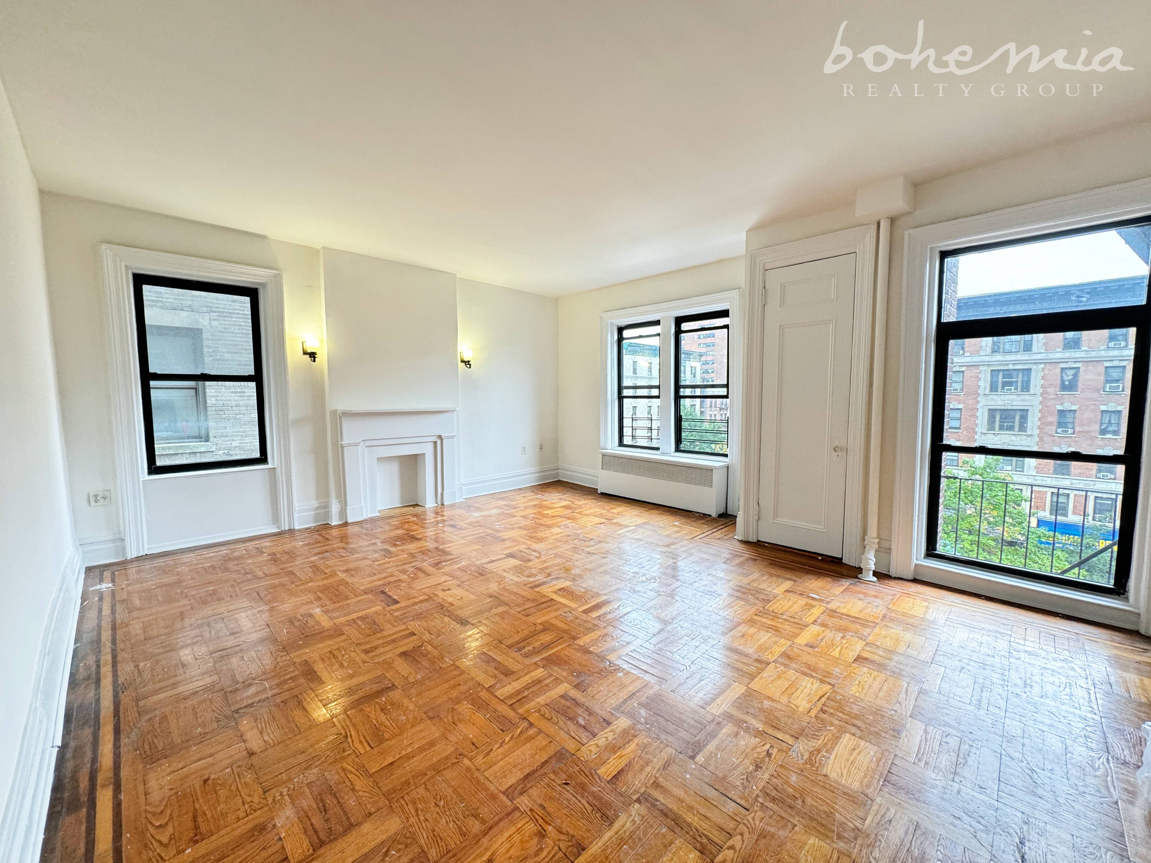 MASSIVE Renovated Hamilton Heights 2BR Featuring Hardwood Floors, Deco Fireplace, SS Appliances, and Dishwasher !