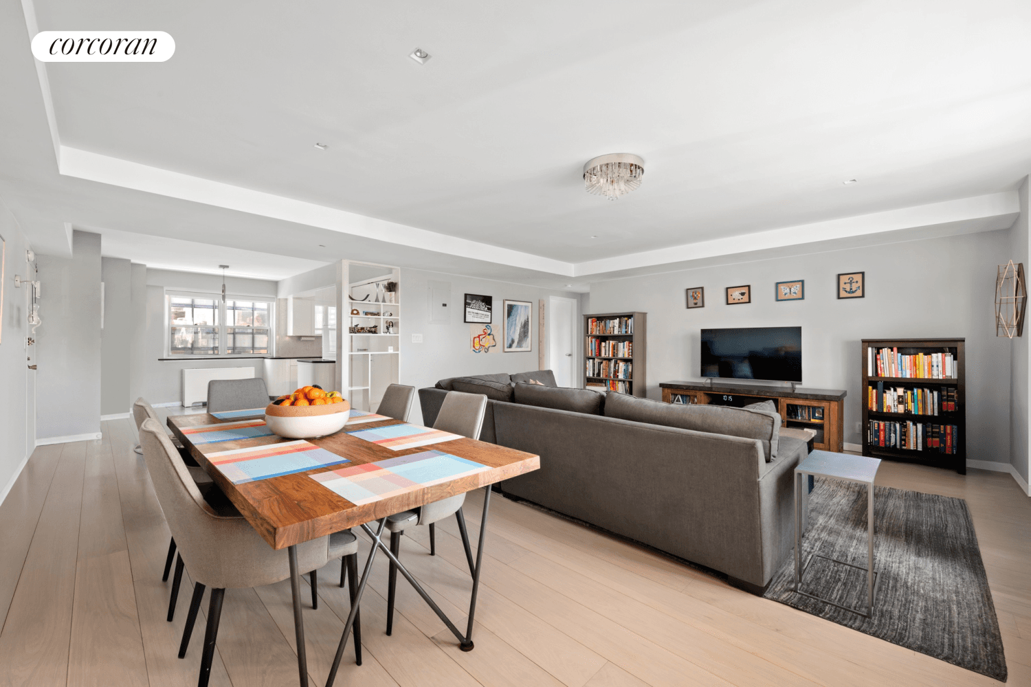 Enjoy this completely gut renovated two bedroom, two bathroom co op featuring spacious sun kissed interiors, a desirable split bedroom layout, triple exposures, and an ideal high floor location in ...