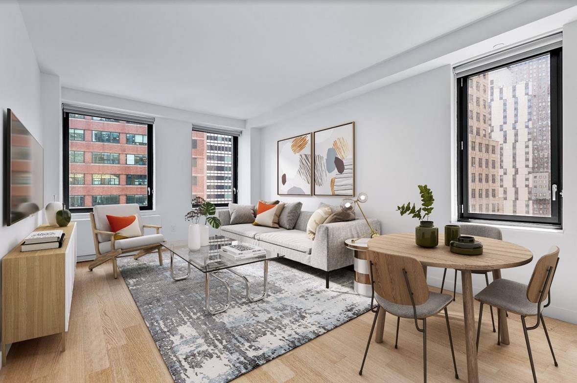 Residence 15E is a High Floor, Spacious 1 Bedroom with Sunny Southern Eastern Exposures and Open Views of the Brooklyn Bridge, Seaport and East River !
