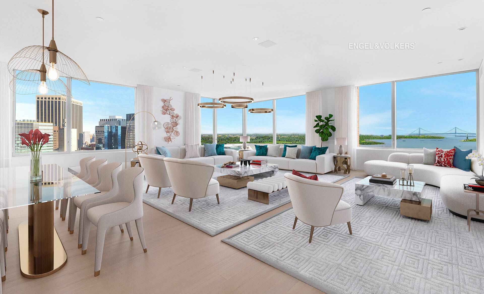 Ritz Carlton Residences Downtown Manhattan spectacular, panoramic views of New York Harbor, including the Statue of Liberty and Governors Island Park like no other view in Manhattan.