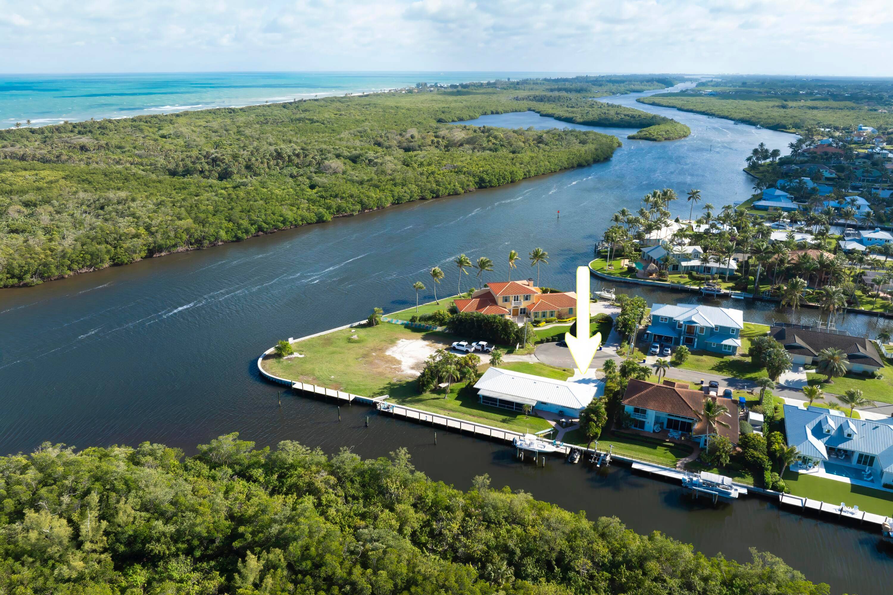 Dock your Boat yacht behind this beautiful Florida lifestyle home at the end of a Deep water canal.