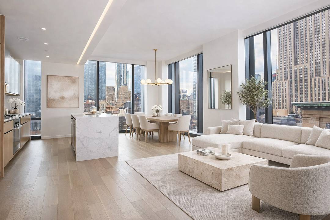 AVAILABLE JULY 1st Residence 21A is a beautifully proportioned corner two bedroom spanning approximately 1, 343 square feet, offering open north and west exposures and an exceptional sense of light ...