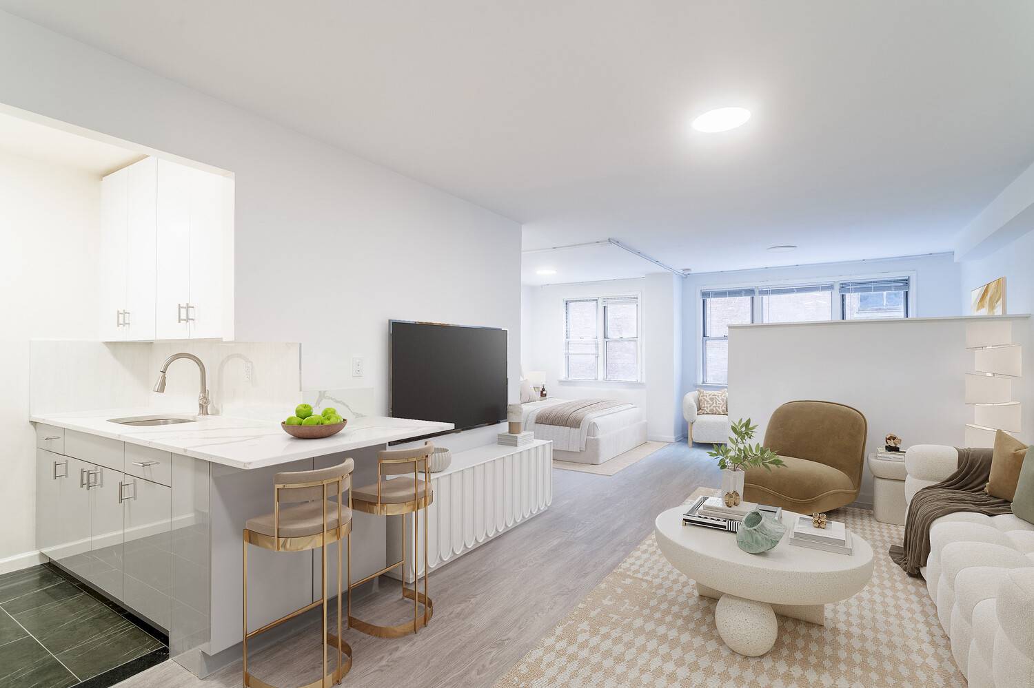 The apartment can be delivered furnished or unfurnished.