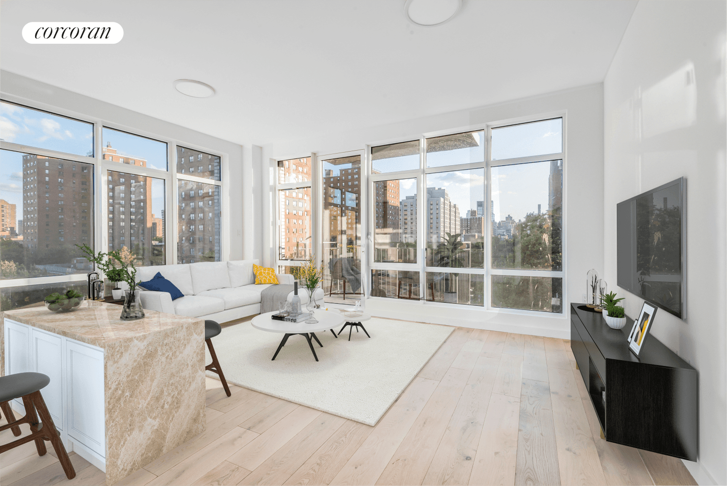 860SF, Sunny corner unit with endless windows and natural light !