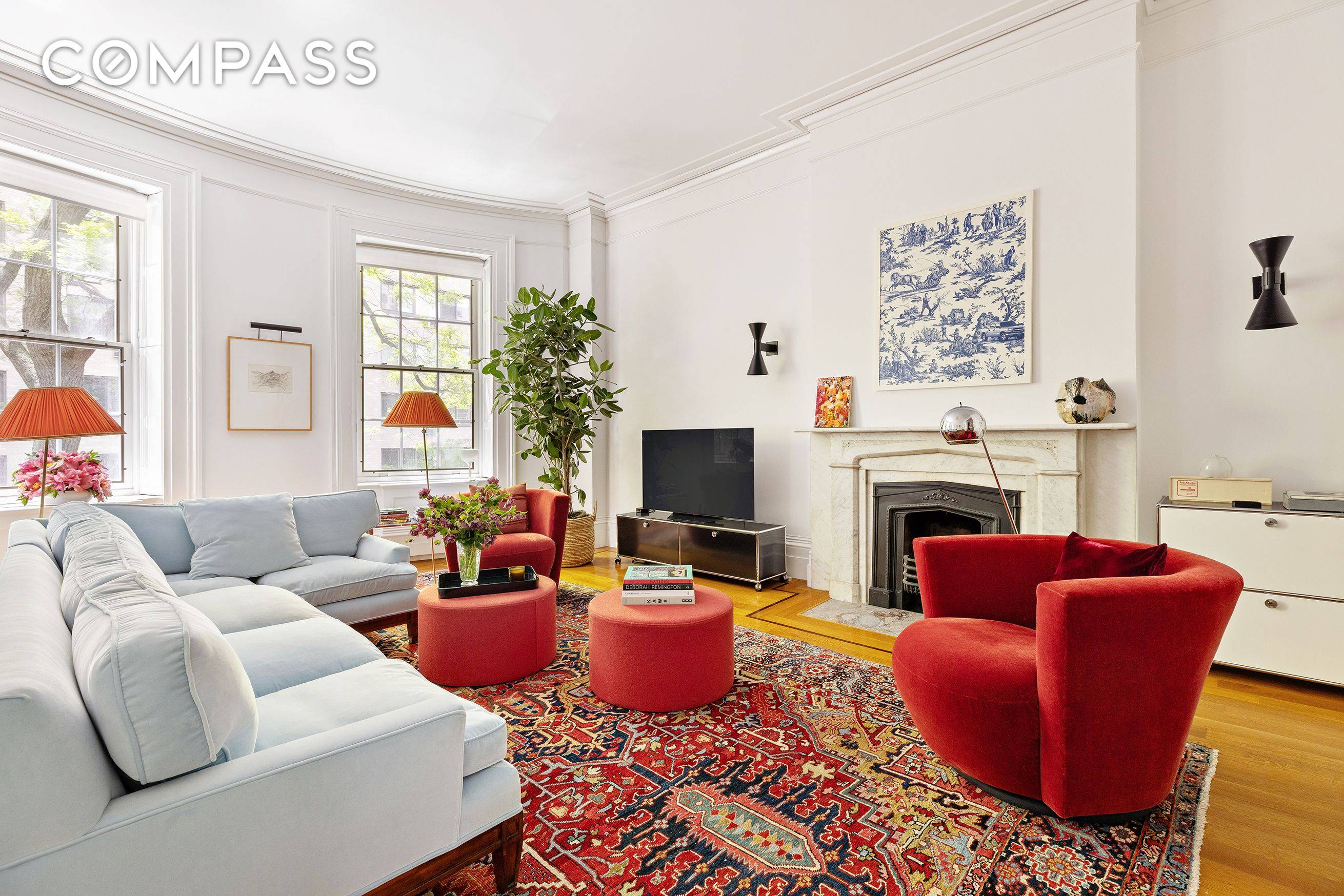 This stunning residence comprises a full floor of a grand 33 foot wide bow front townhouse.