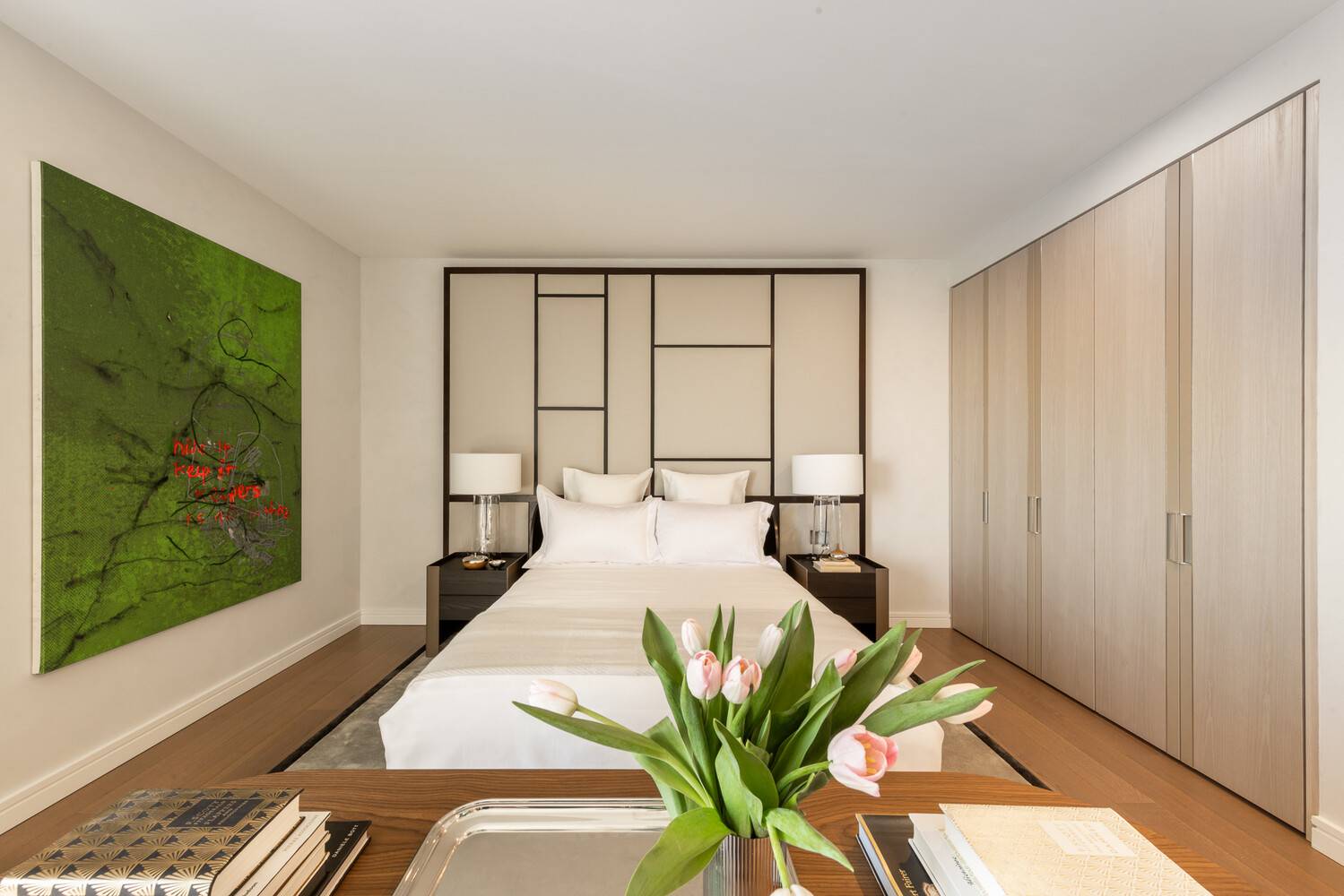 Residence 73C at The Greenwich by Rafael Vinoly is a high floor studio showcasing magnificent southern exposures and views of the New York Harbor and the Verrazano Bridge.