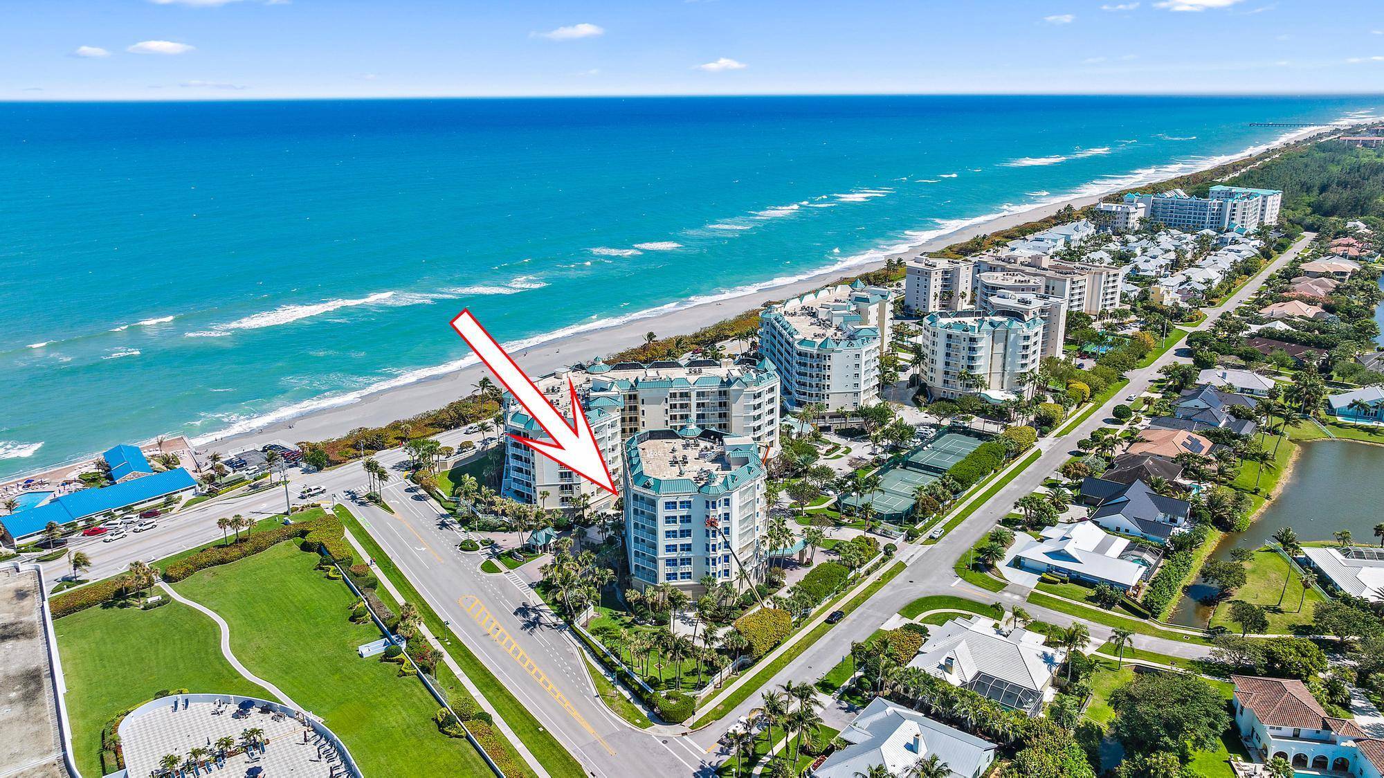 Experience stunning turquoise ocean views breathtaking sunrises from this beautifully furnished 5th floor corner condo in the prestigious Jupiter Ocean Grande.