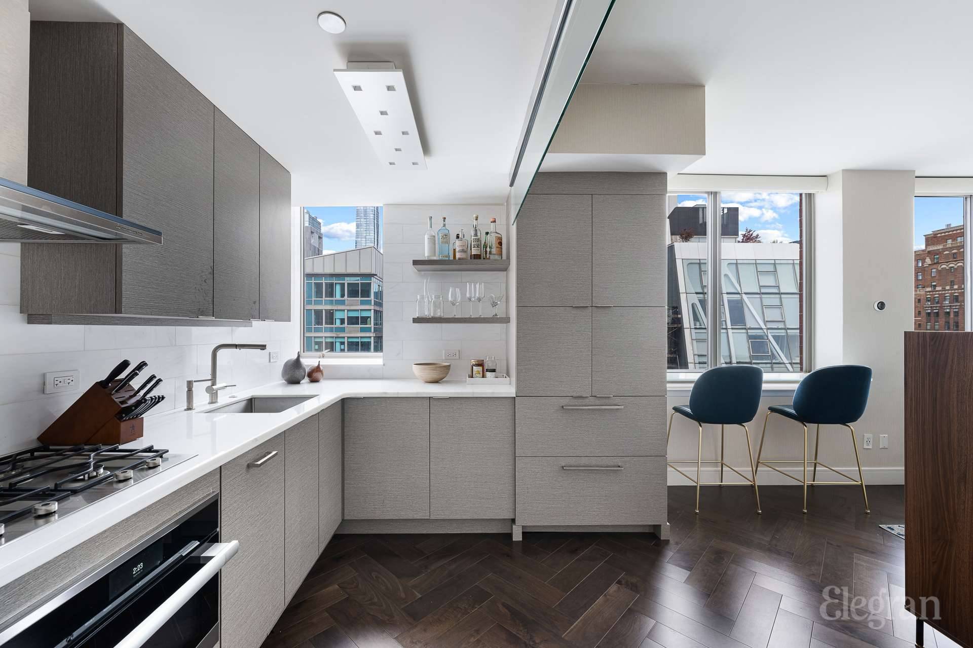 This alcove studio lives like a designer suite in a five star hotel sleek, luminous, and unapologetically chic.