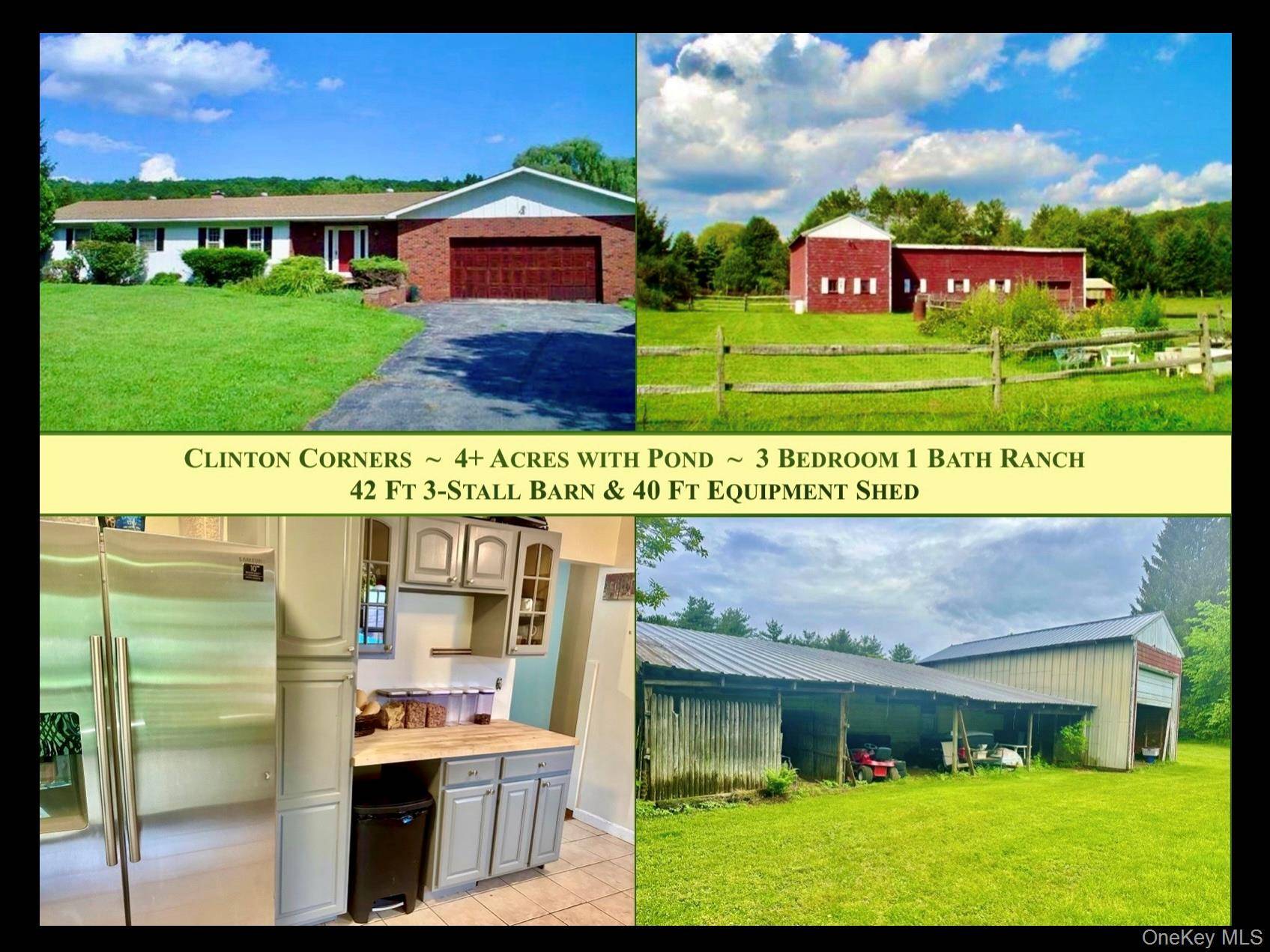 Clinton Corners adjacent to the Whitlock Preserve Imagine Strolling Around 4 Pastoral Acres, complete with a Spring Fed Pond and Classic Red Barn, Plus, the Ease of One Story Living ...
