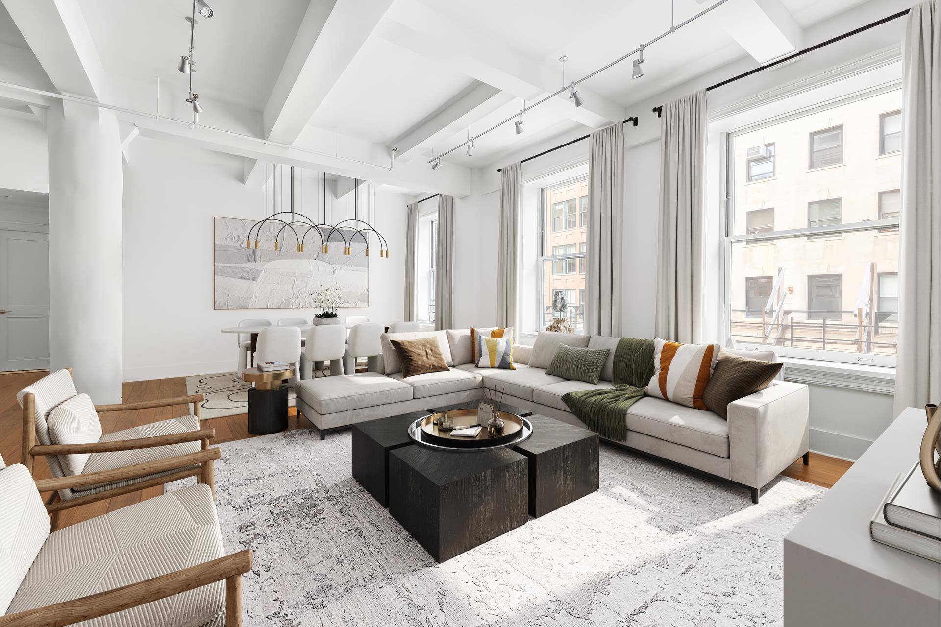 The Eklund Gomes Team at Elliman is presenting a meticulously renovated, triple mint 2, 400 square feet, three bedroom, two and a half bathroom loft in the heart of Tribeca.