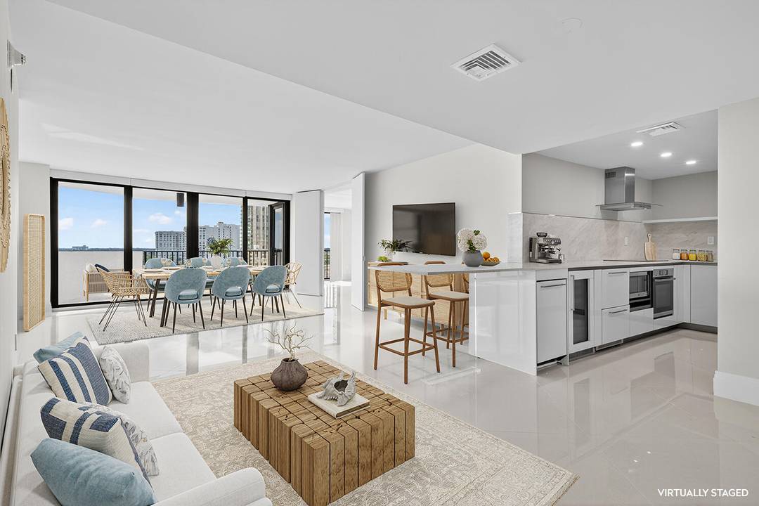 Stunning newly gut renovated condo with exceptional panoramic water views of the intercoastal, Palm Beach and beyond from the 11th floor.