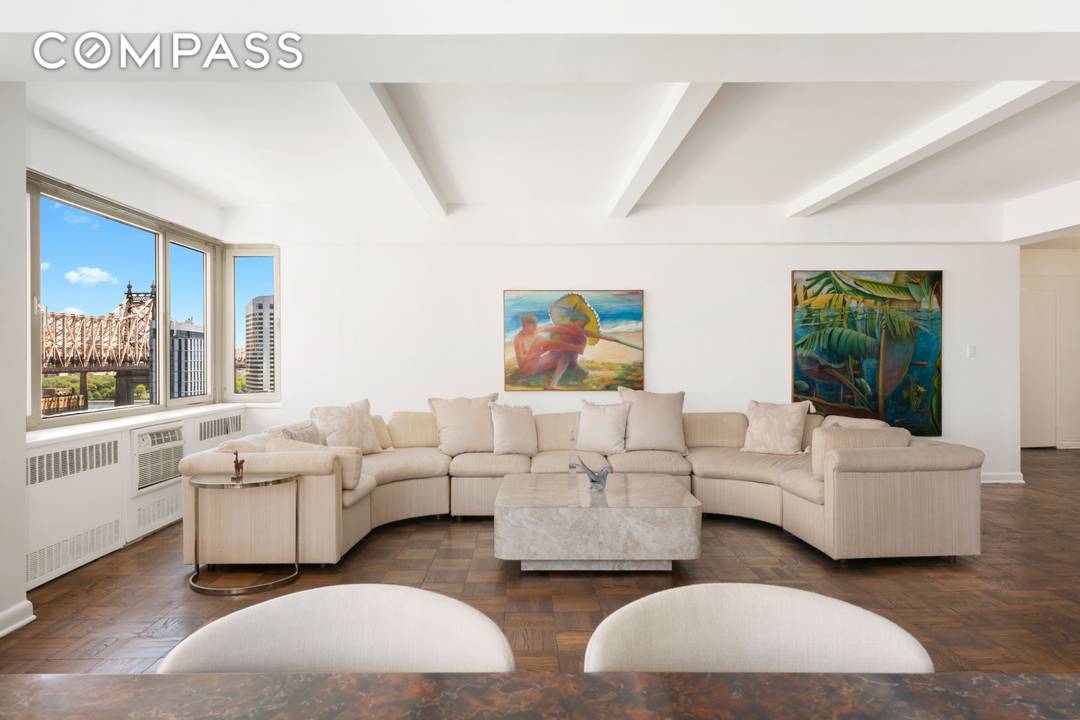 Co op 24 hour doorman Maintenance includes utilities Residence 16B at 25 Sutton Place South presents a rare opportunity to own a spacious and beautifully laid out corner two bedroom, ...