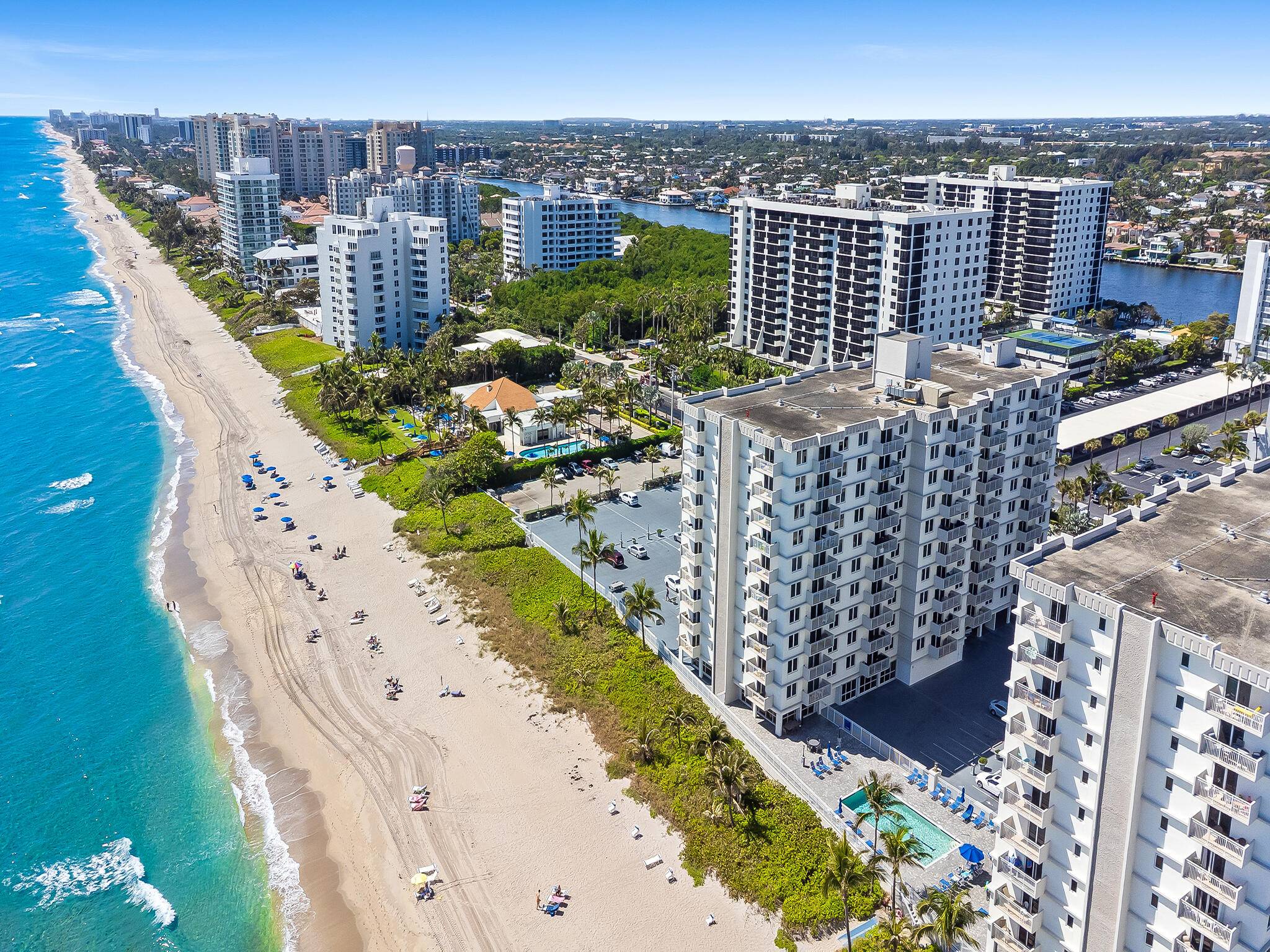 This rarely available penthouse corner unit offers an idyllic retreat with stunning ocean and intracoastal views from two private balconies !
