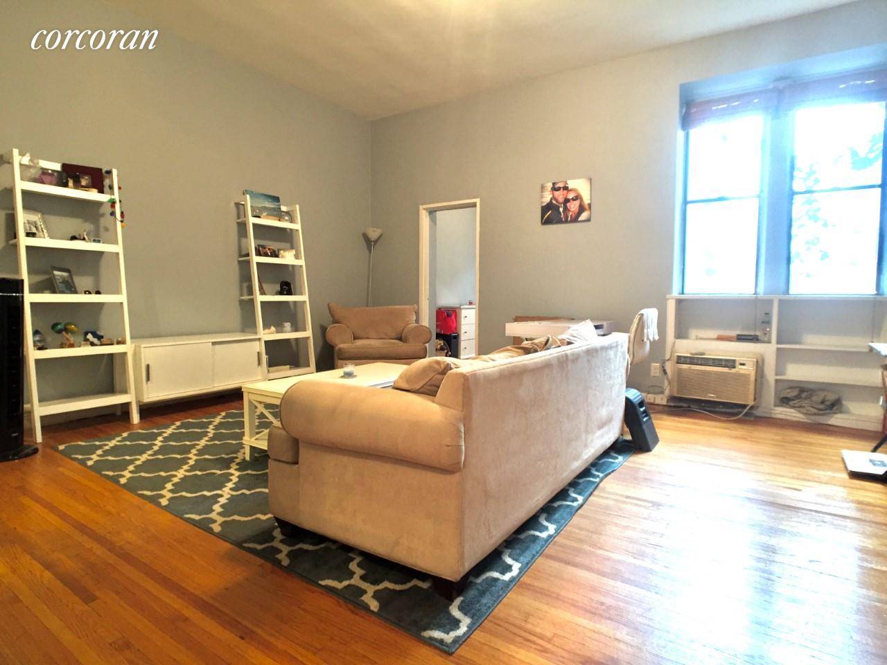 Rent stabilized, spacious one bedroom on second floor in well maintained building between Central and Riverside Parks ; high ceilings, DW.